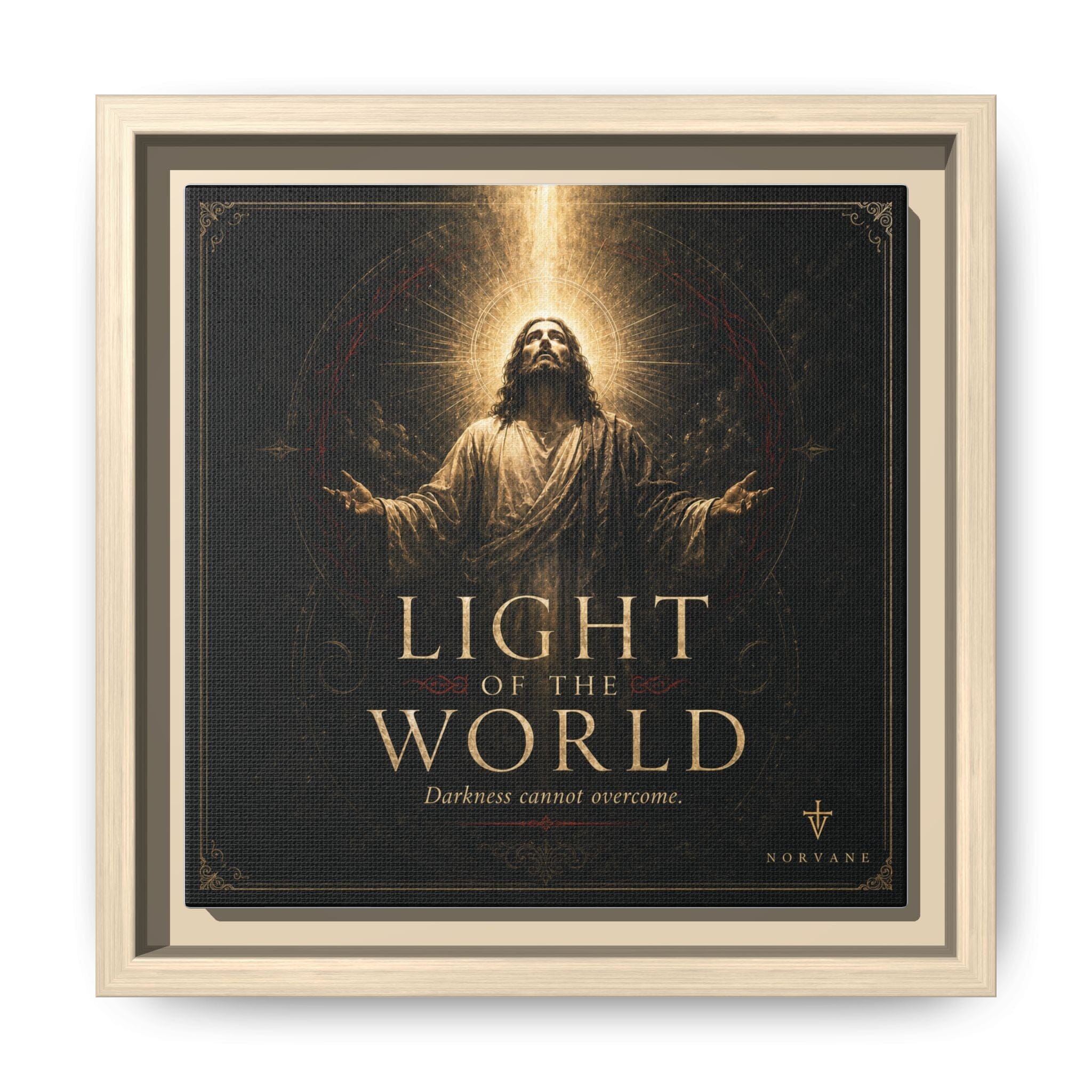 Norvane Light of the World Framed Canvas – Christian Wall Art in Natural – view 8