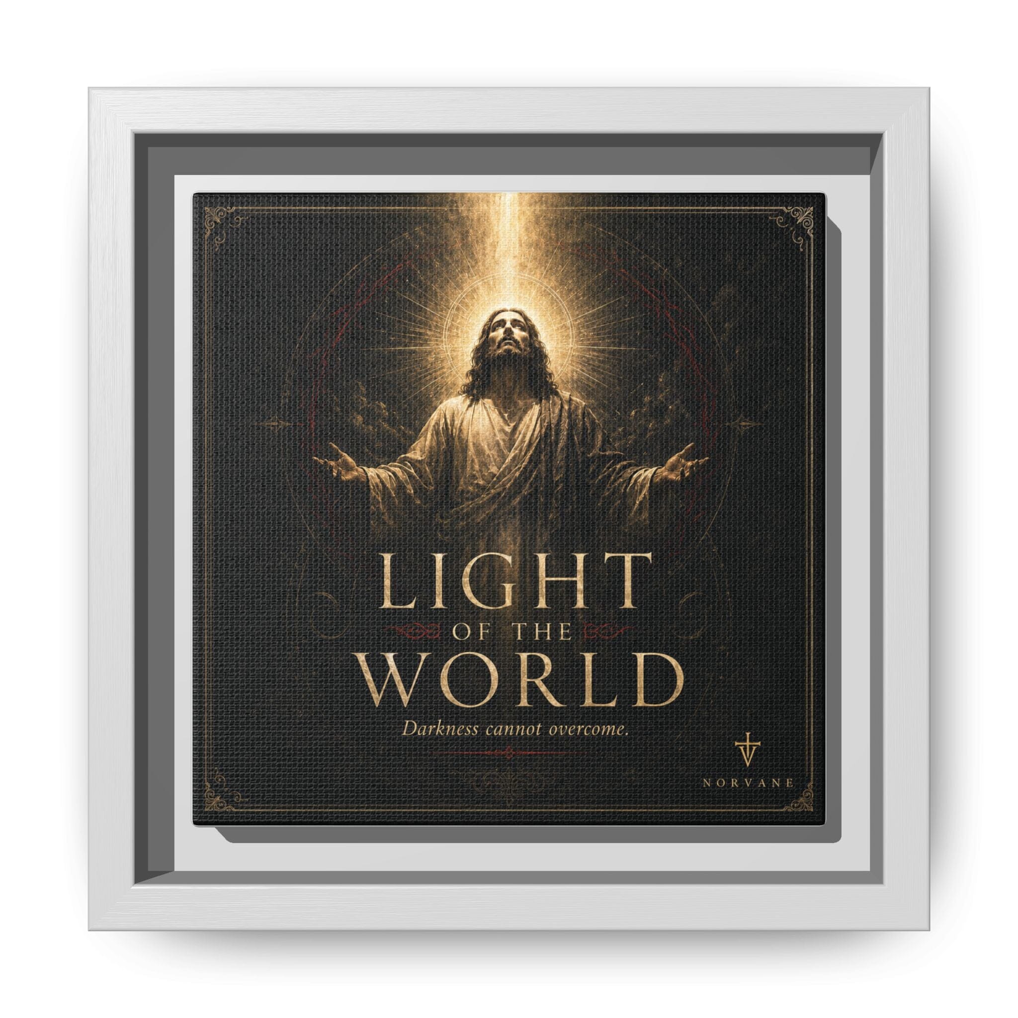 Norvane Light of the World Framed Canvas – Christian Wall Art in White – view 17