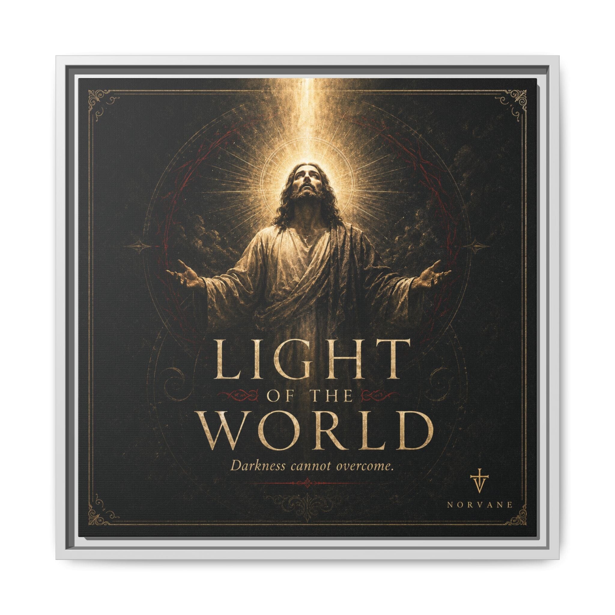 Norvane Light of the World Framed Canvas – Christian Wall Art in White – view 24