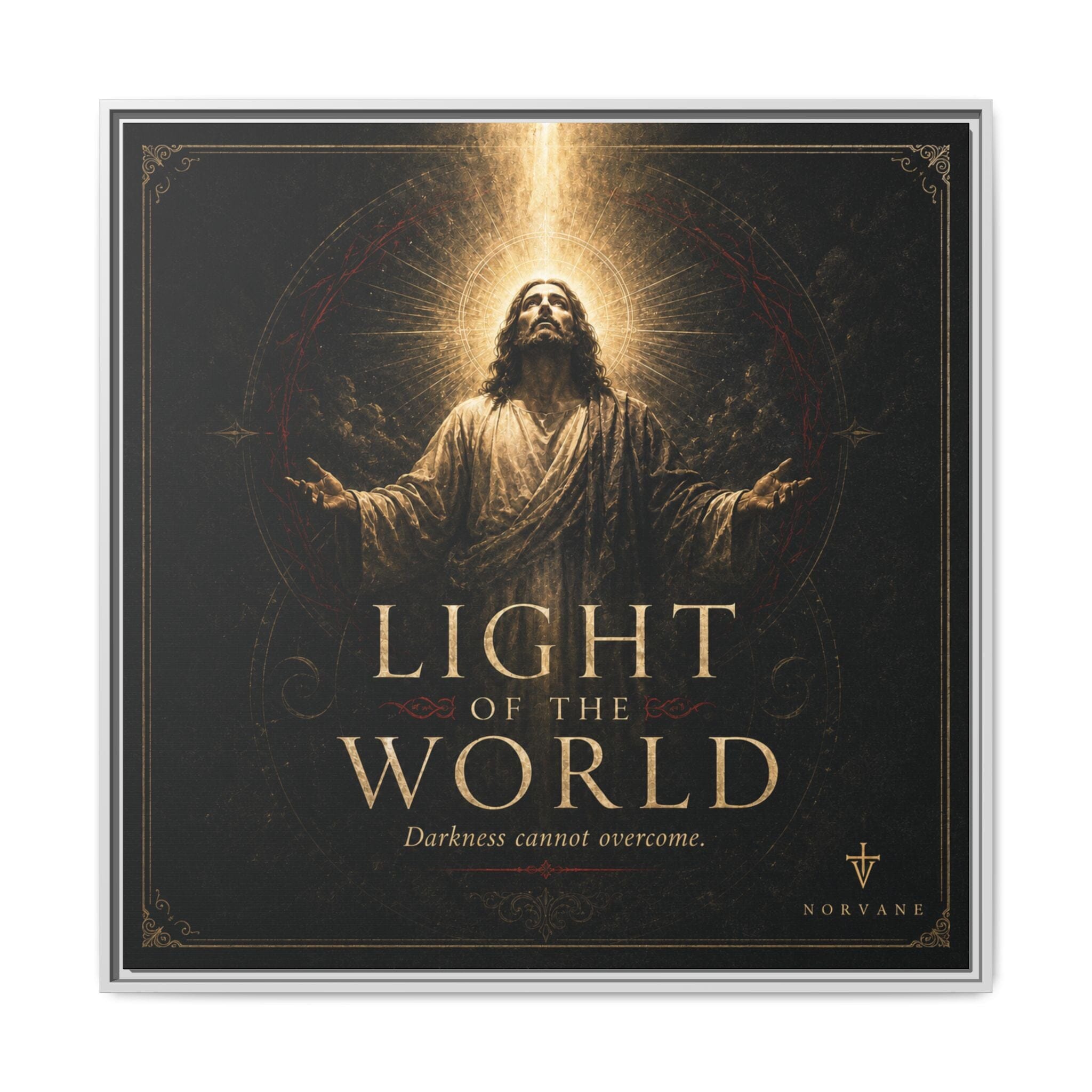 Norvane Light of the World Framed Canvas – Christian Wall Art in White – view 25