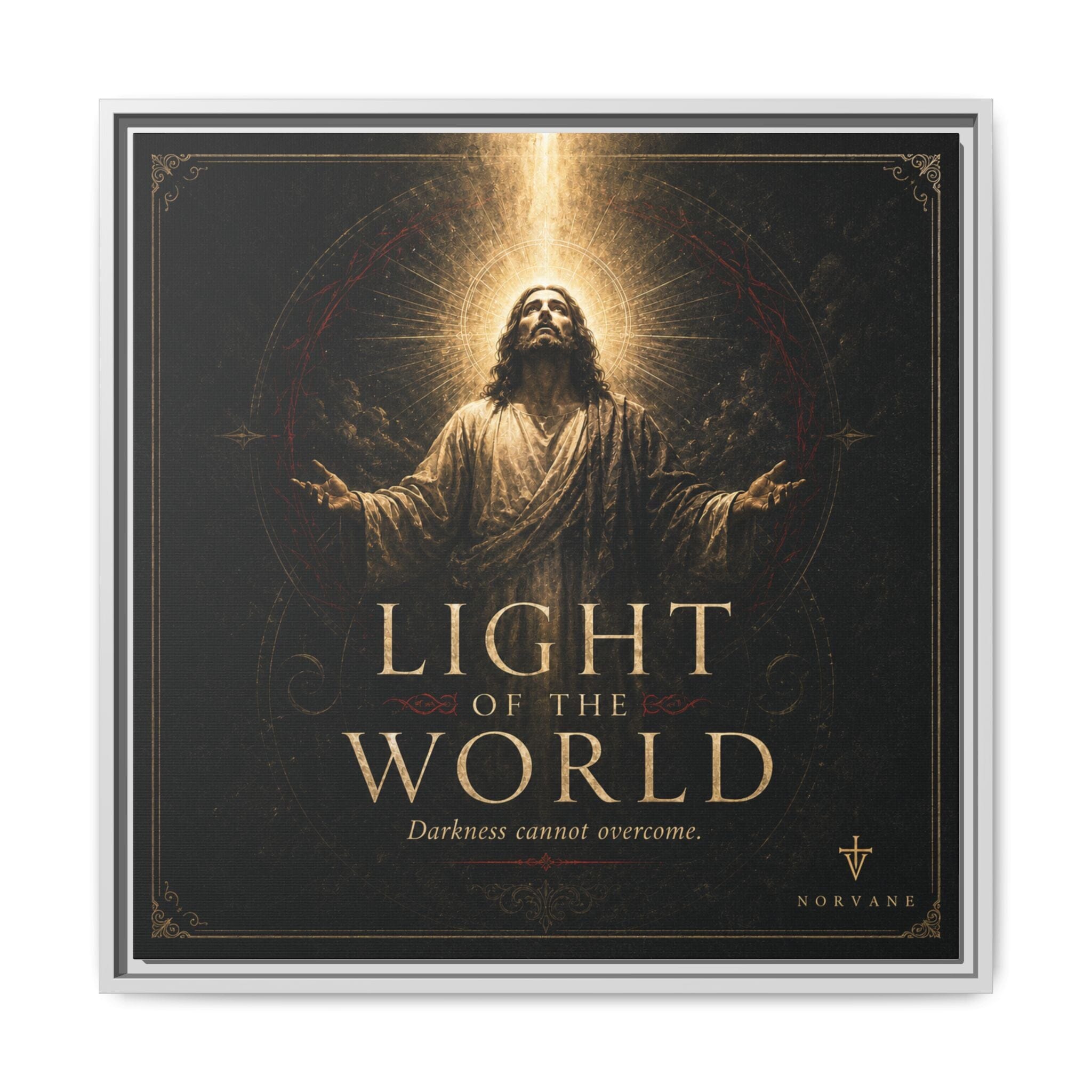 Norvane Light of the World Framed Canvas – Christian Wall Art in White