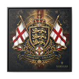 Norvane Lionheart England Crest Canvas – Framed Union Jack Shield Print in Black