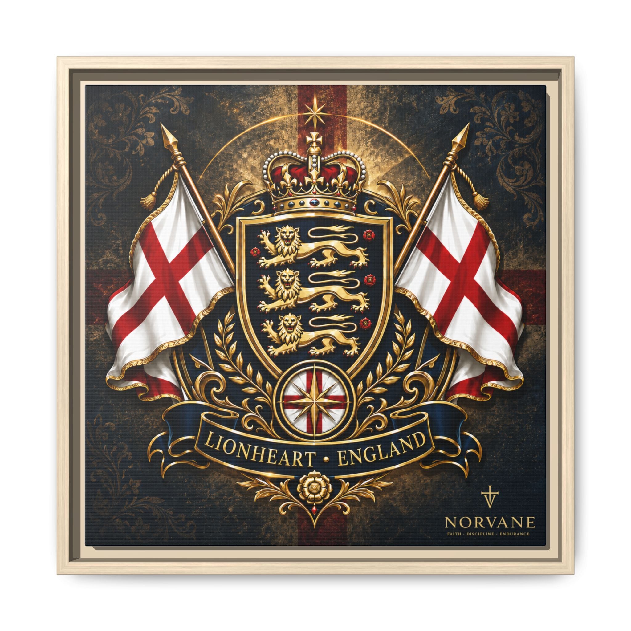 Norvane Lionheart England Crest Canvas – Framed Union Jack Shield Print in Natural – view 13