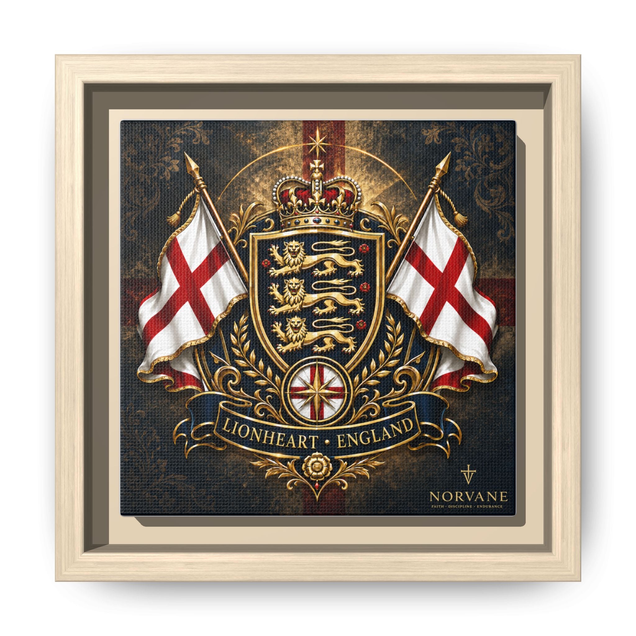 Norvane Lionheart England Crest Canvas – Framed Union Jack Shield Print in Natural – view 20