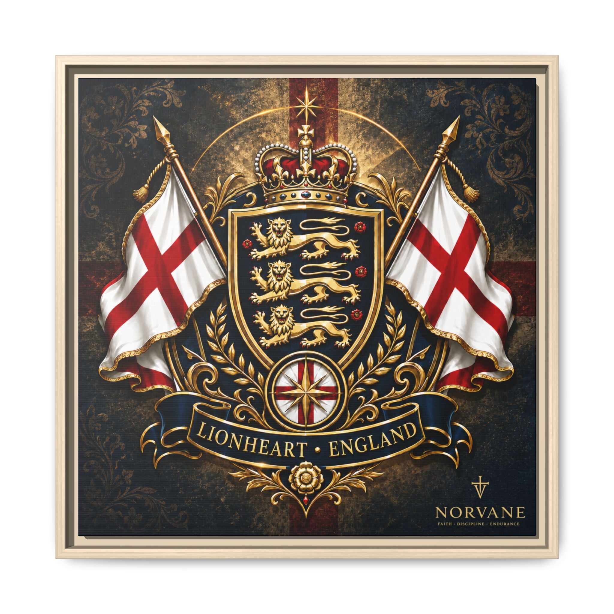 Norvane Lionheart England Crest Canvas – Framed Union Jack Shield Print in Natural – view 23