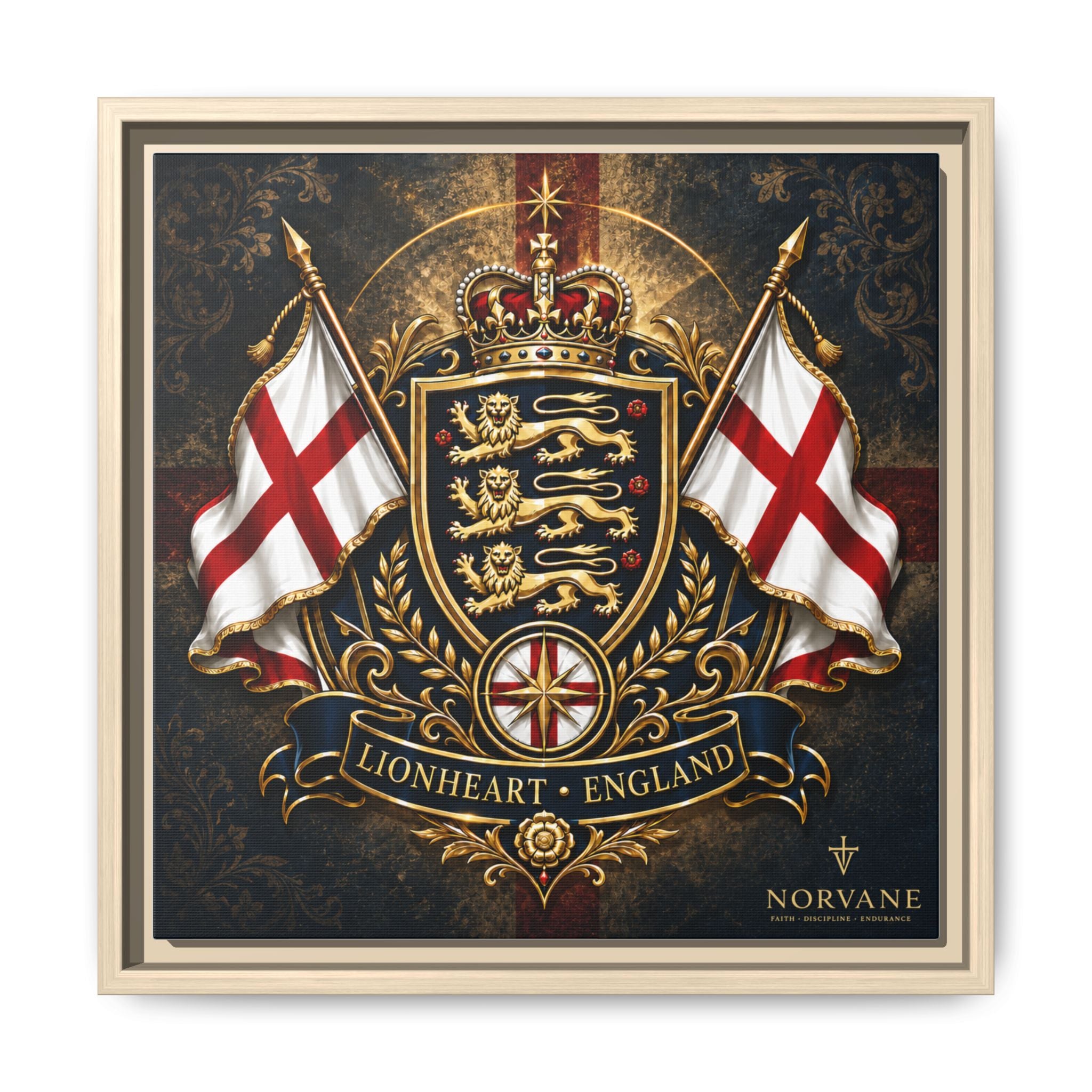 Norvane Lionheart England Crest Canvas – Framed Union Jack Shield Print in Natural – view 30
