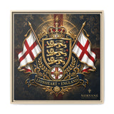 Norvane Lionheart England Crest Canvas – Framed Union Jack Shield Print in Natural