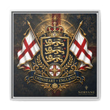 Norvane Lionheart England Crest Canvas – Framed Union Jack Shield Print in White