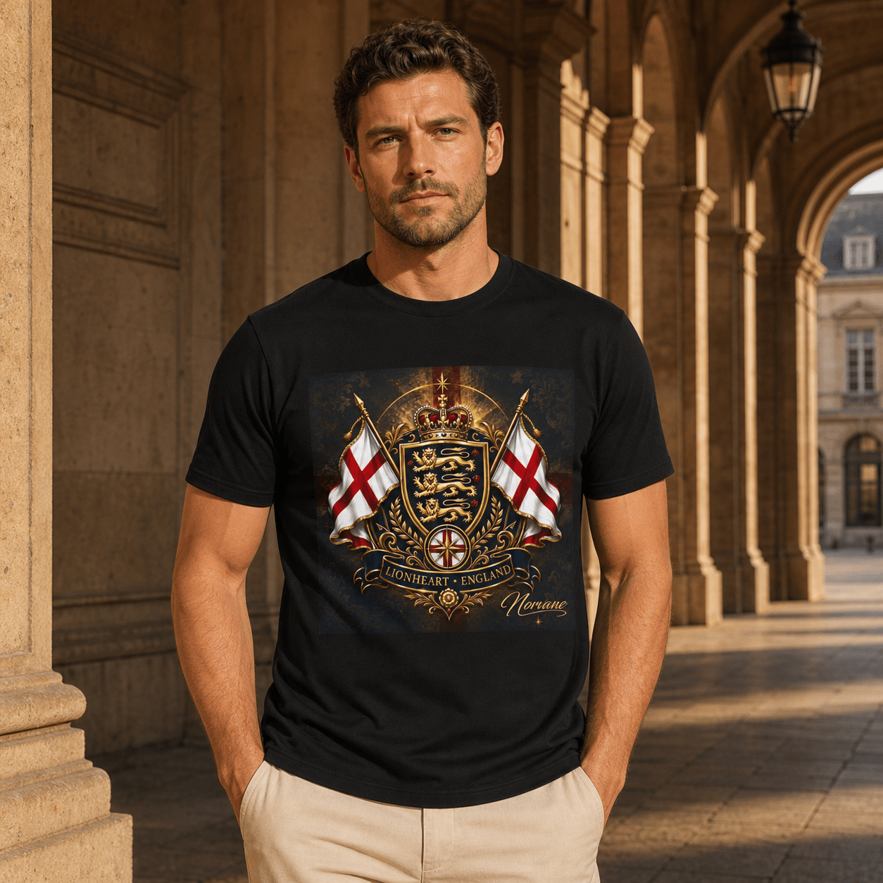 Norvane Lionheart England T-Shirt – Three Lions St George Cross Crest – view 4