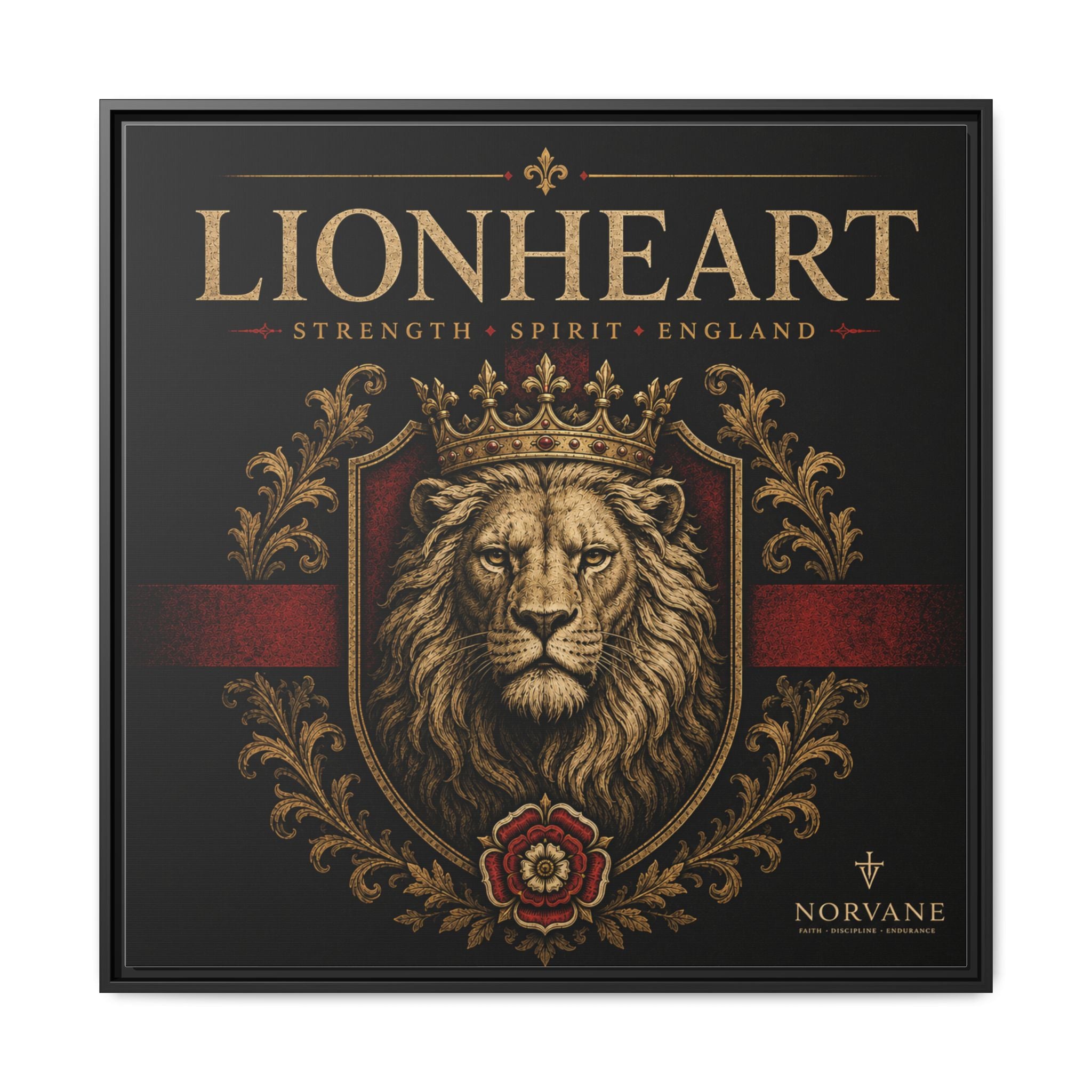 Norvane Lionheart Framed Canvas – Regal Crowned Lion Wall Art in Black – view 11