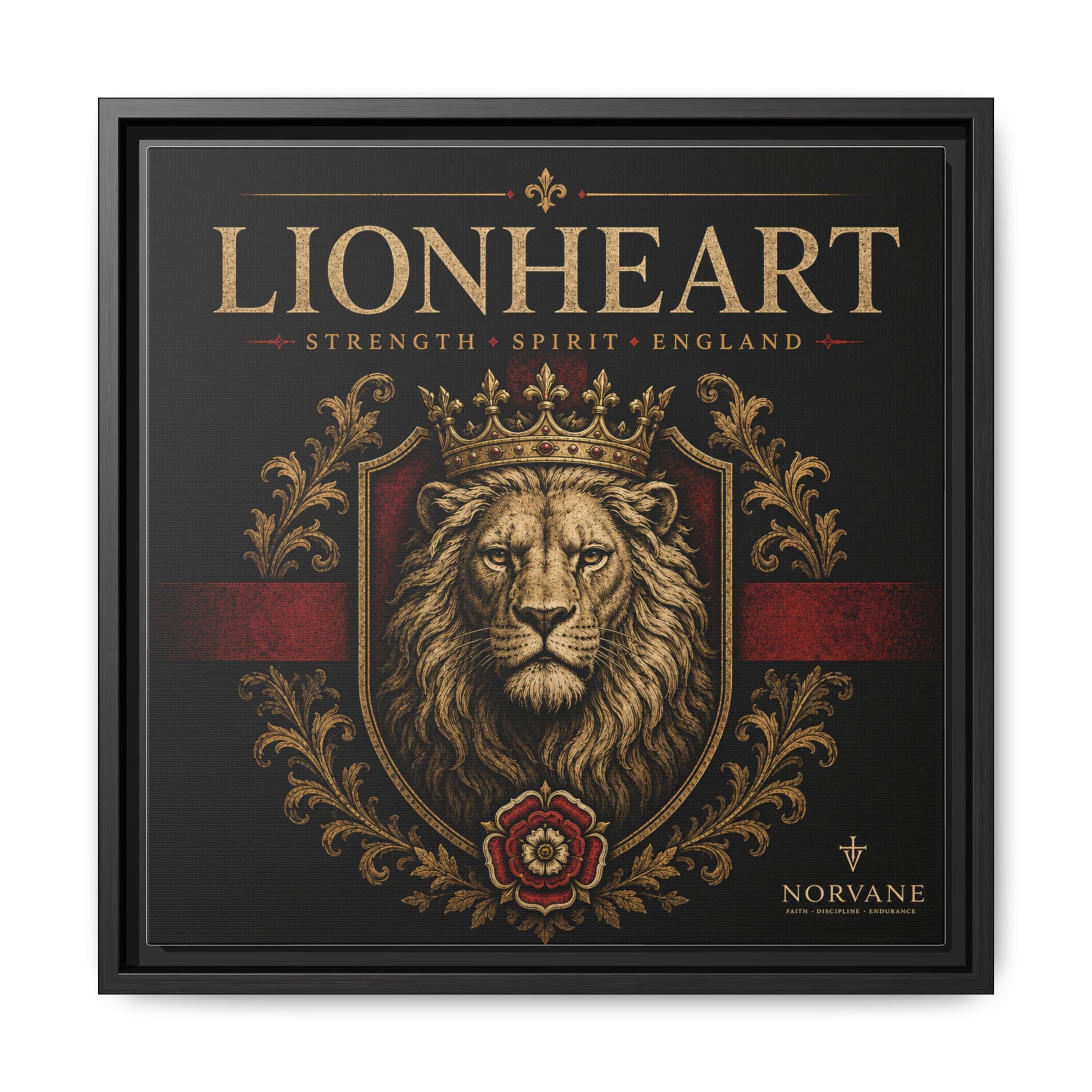 Norvane Lionheart Framed Canvas – Regal Crowned Lion Wall Art in Black – view 16
