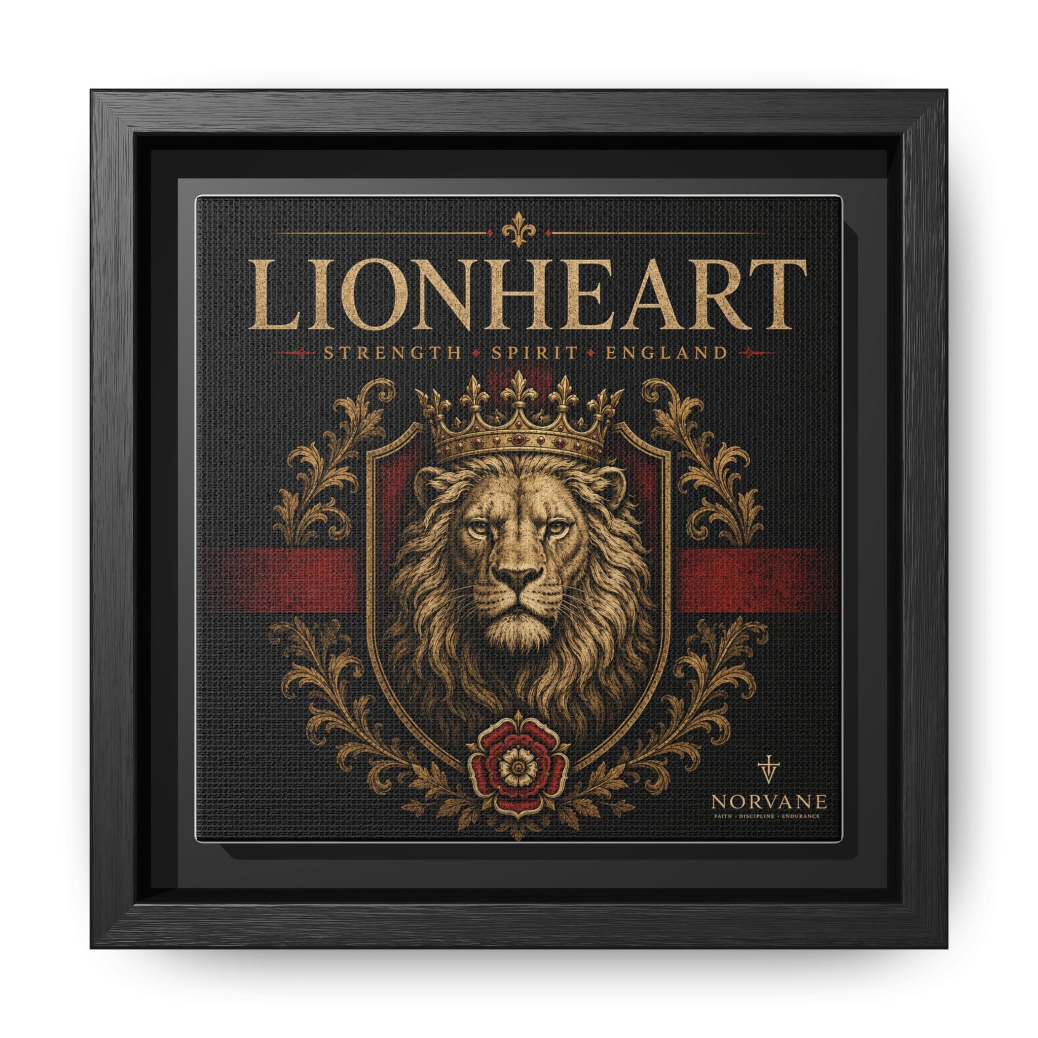 Norvane Lionheart Framed Canvas – Regal Crowned Lion Wall Art in Black – view 18