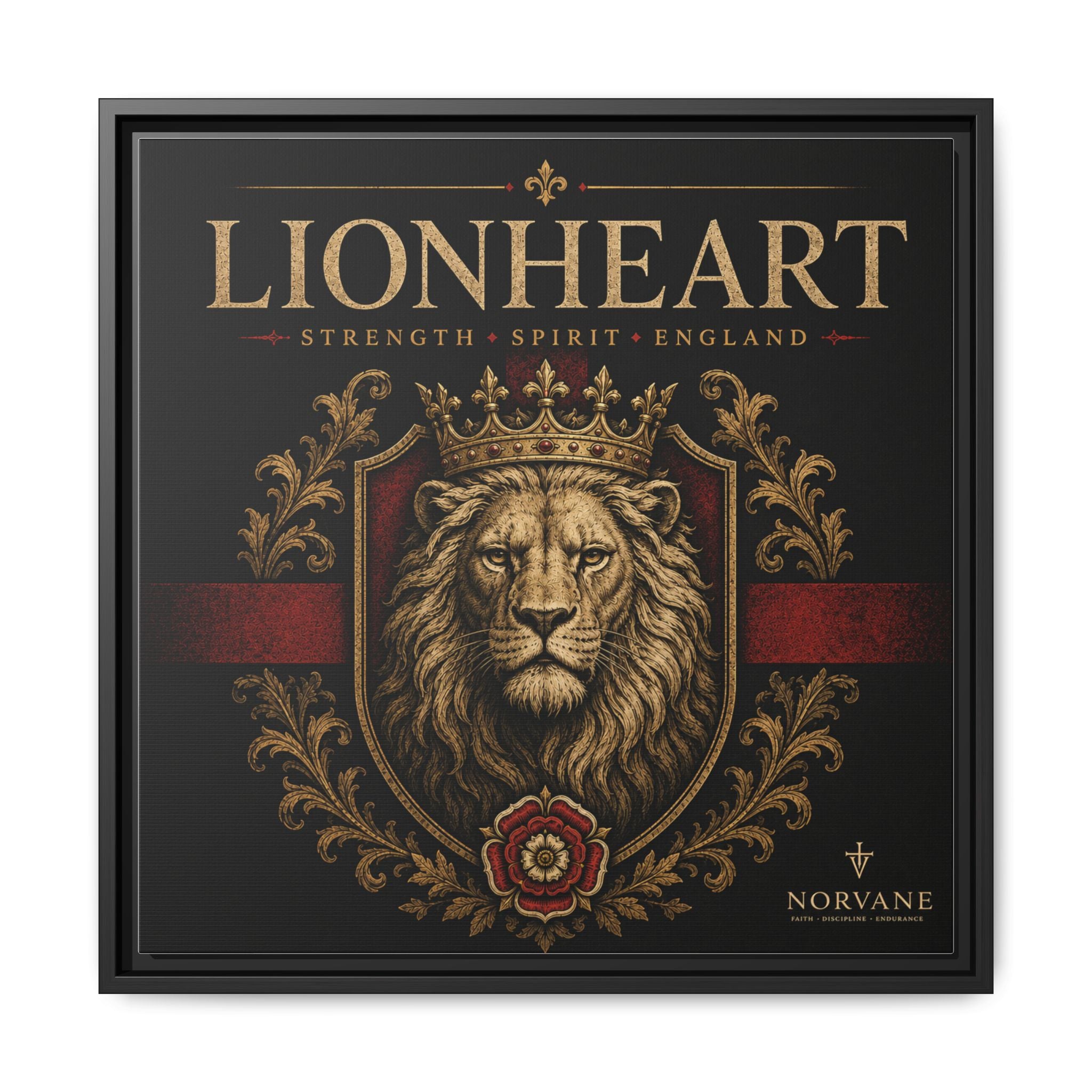 Norvane Lionheart Framed Canvas – Regal Crowned Lion Wall Art in Black – view 21
