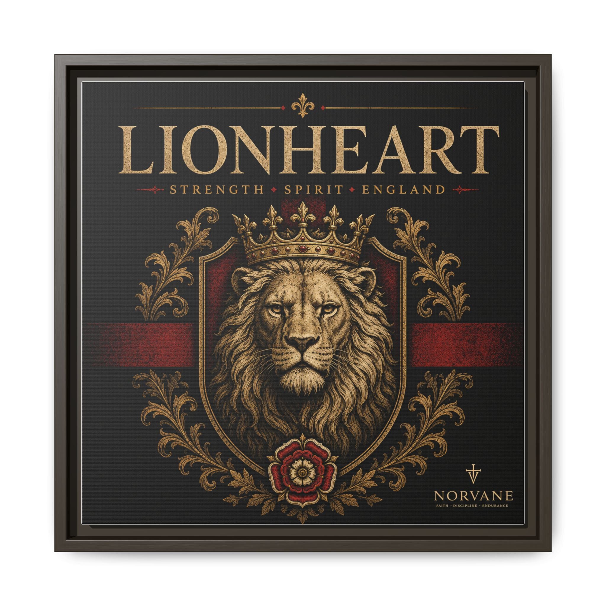 Norvane Lionheart Framed Canvas – Regal Crowned Lion Wall Art in Espresso – view 14