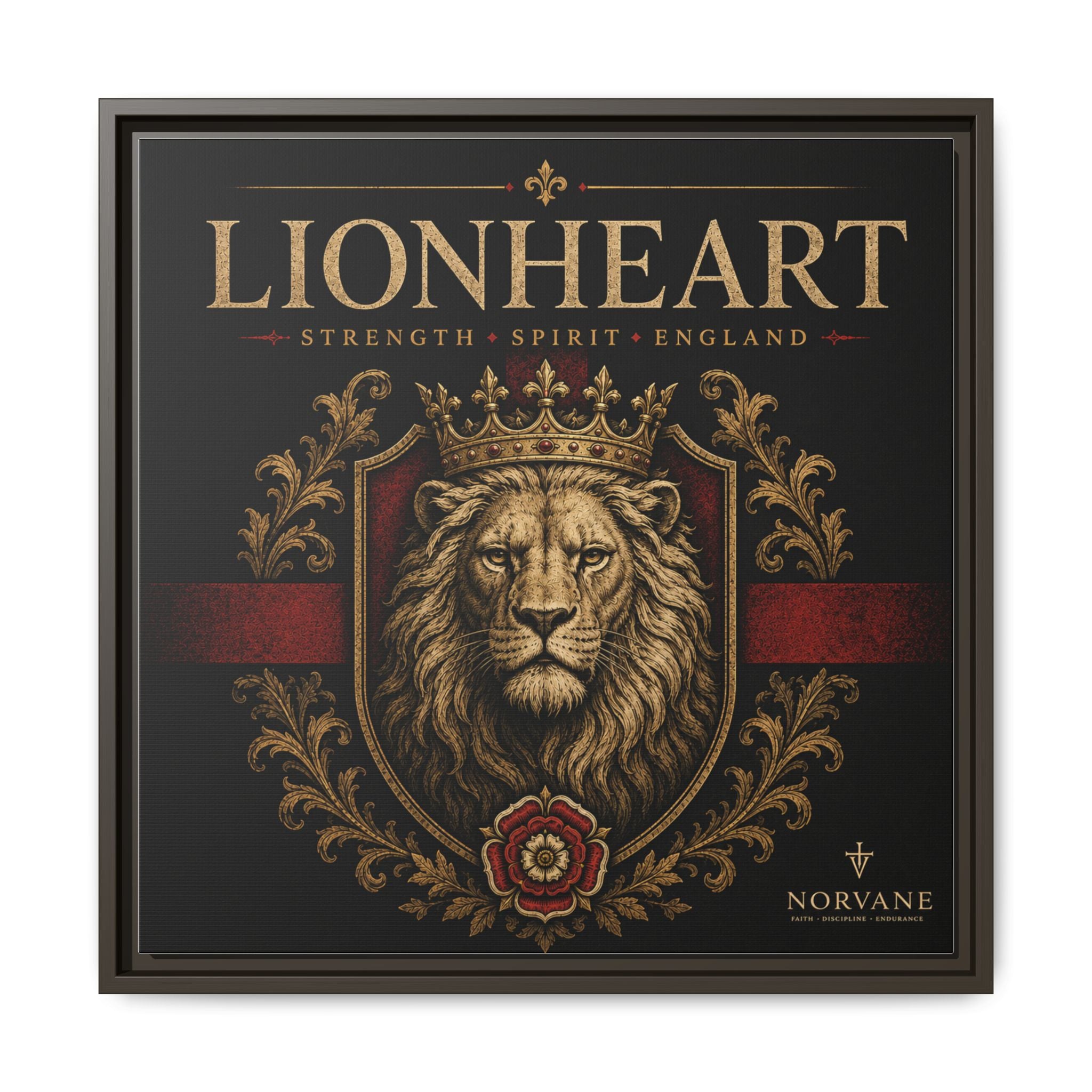 Norvane Lionheart Framed Canvas – Regal Crowned Lion Wall Art in Espresso – view 22