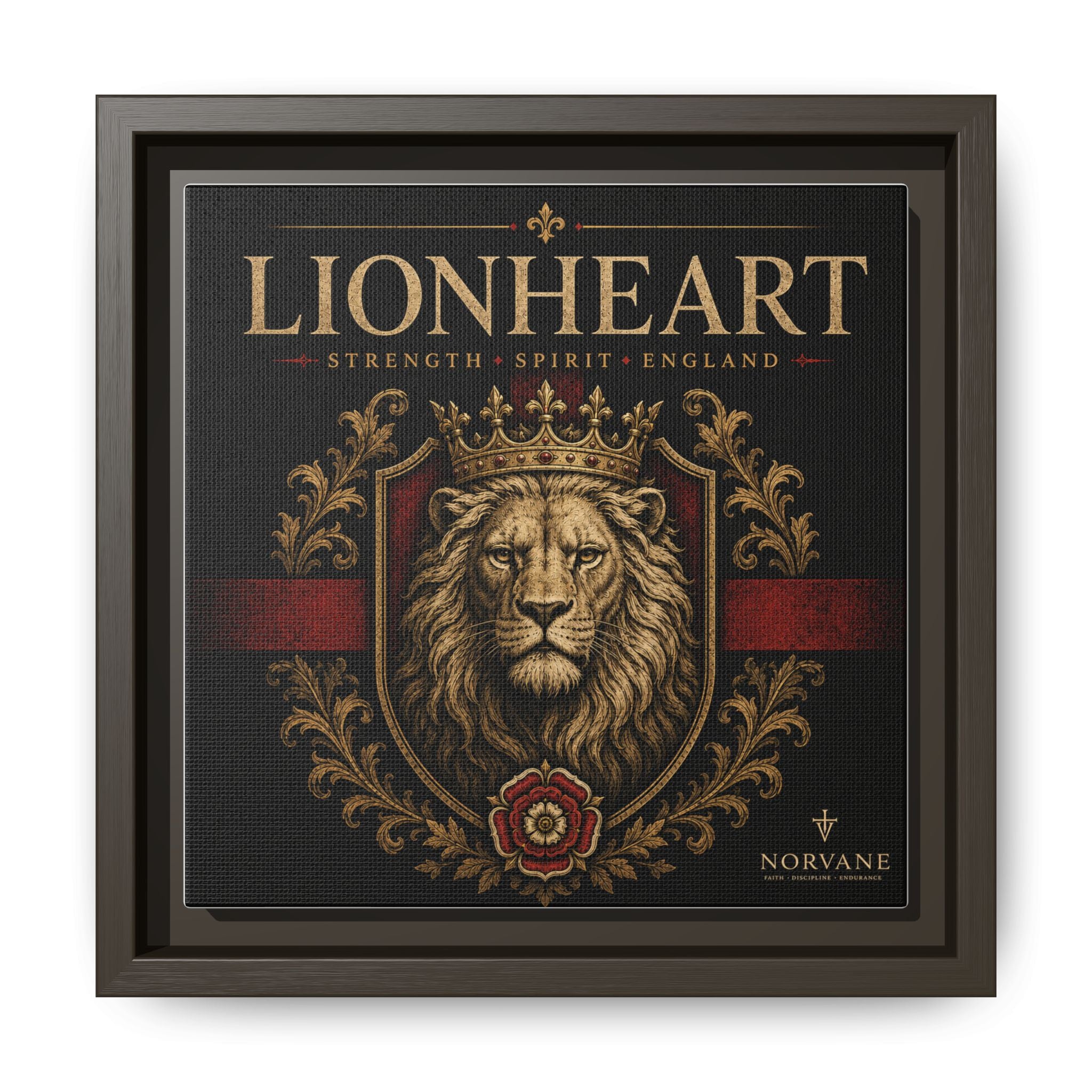 Norvane Lionheart Framed Canvas – Regal Crowned Lion Wall Art in Espresso – view 7