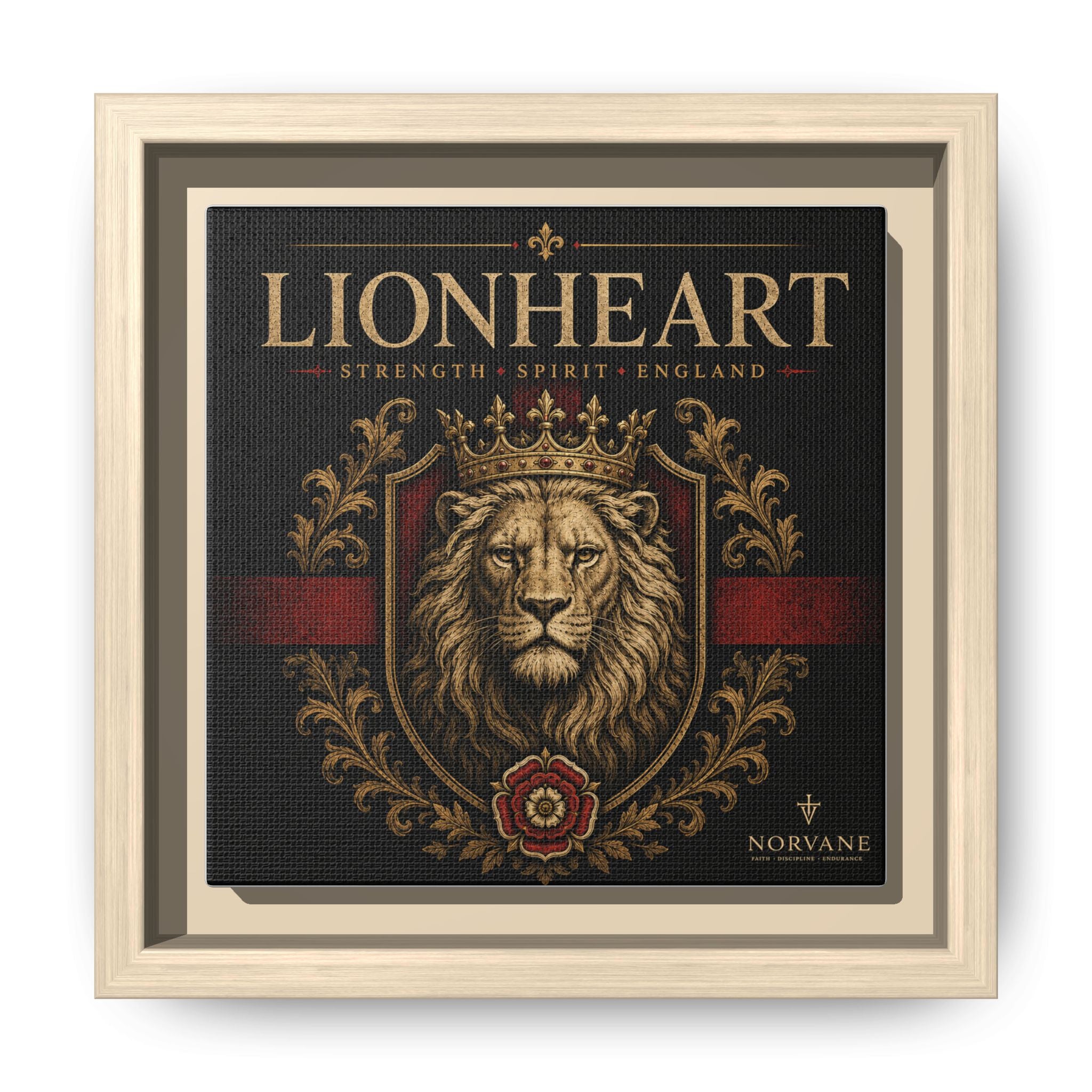 Norvane Lionheart Framed Canvas – Regal Crowned Lion Wall Art in Natural – view 20