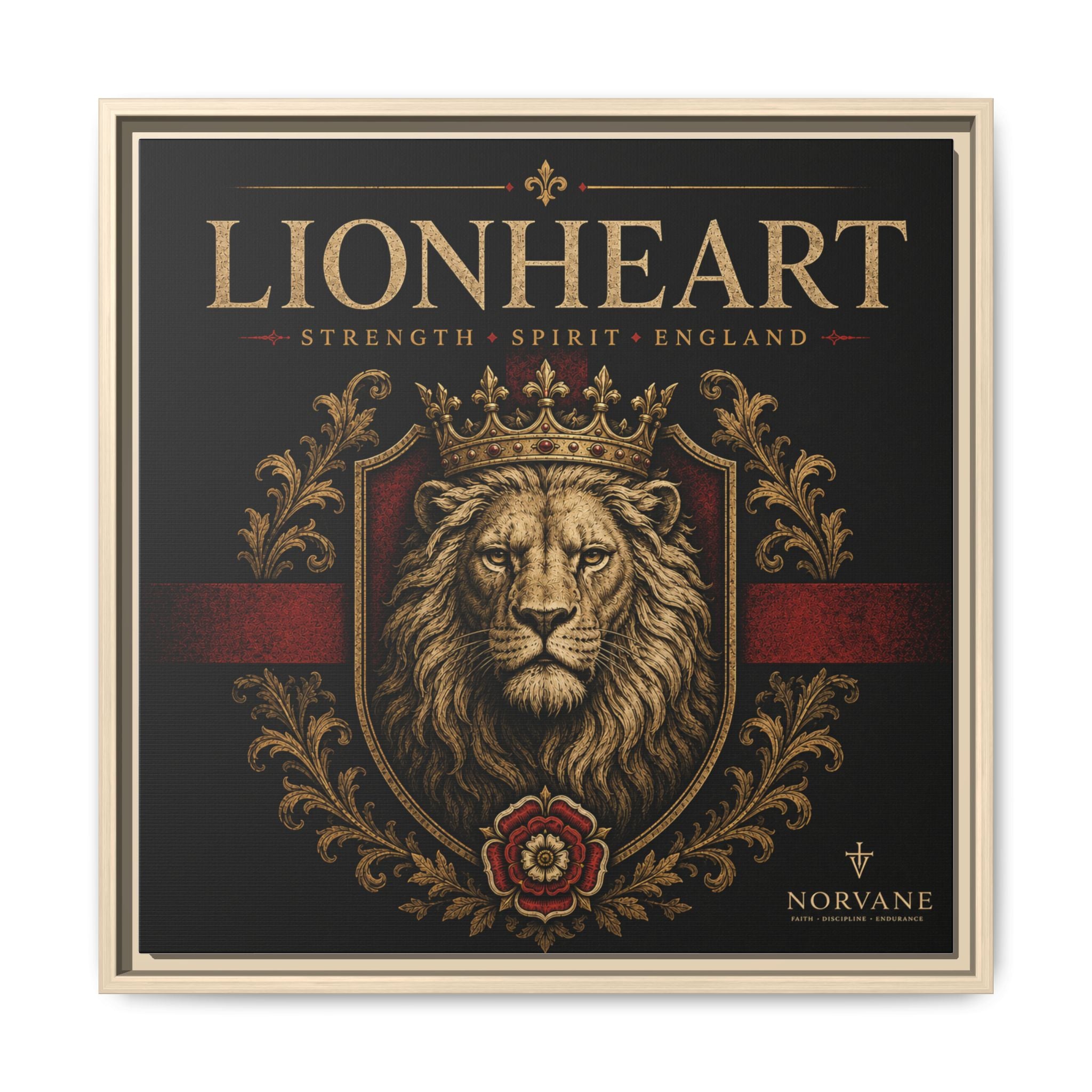 Norvane Lionheart Framed Canvas – Regal Crowned Lion Wall Art in Natural – view 23