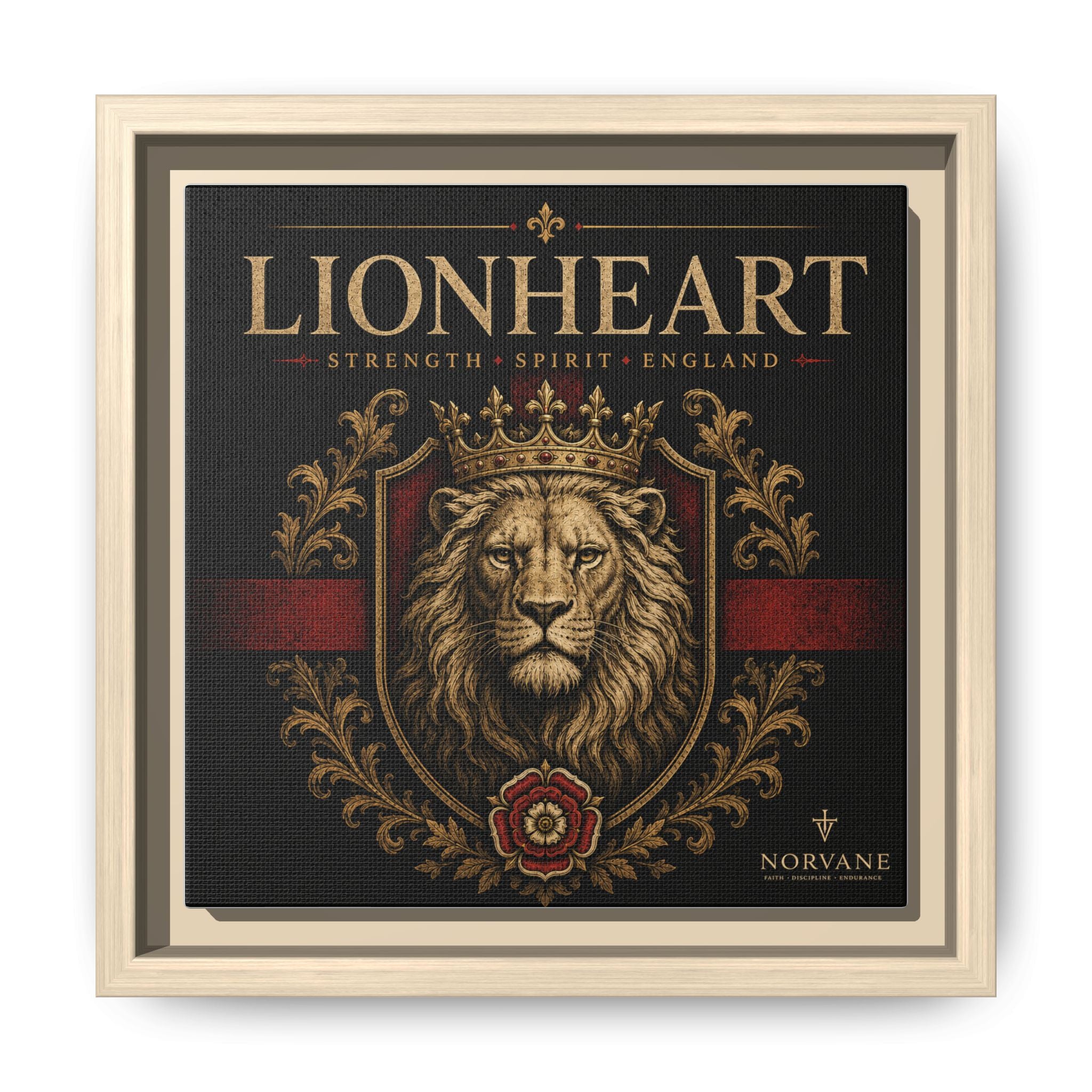 Norvane Lionheart Framed Canvas – Regal Crowned Lion Wall Art in Natural – view 8