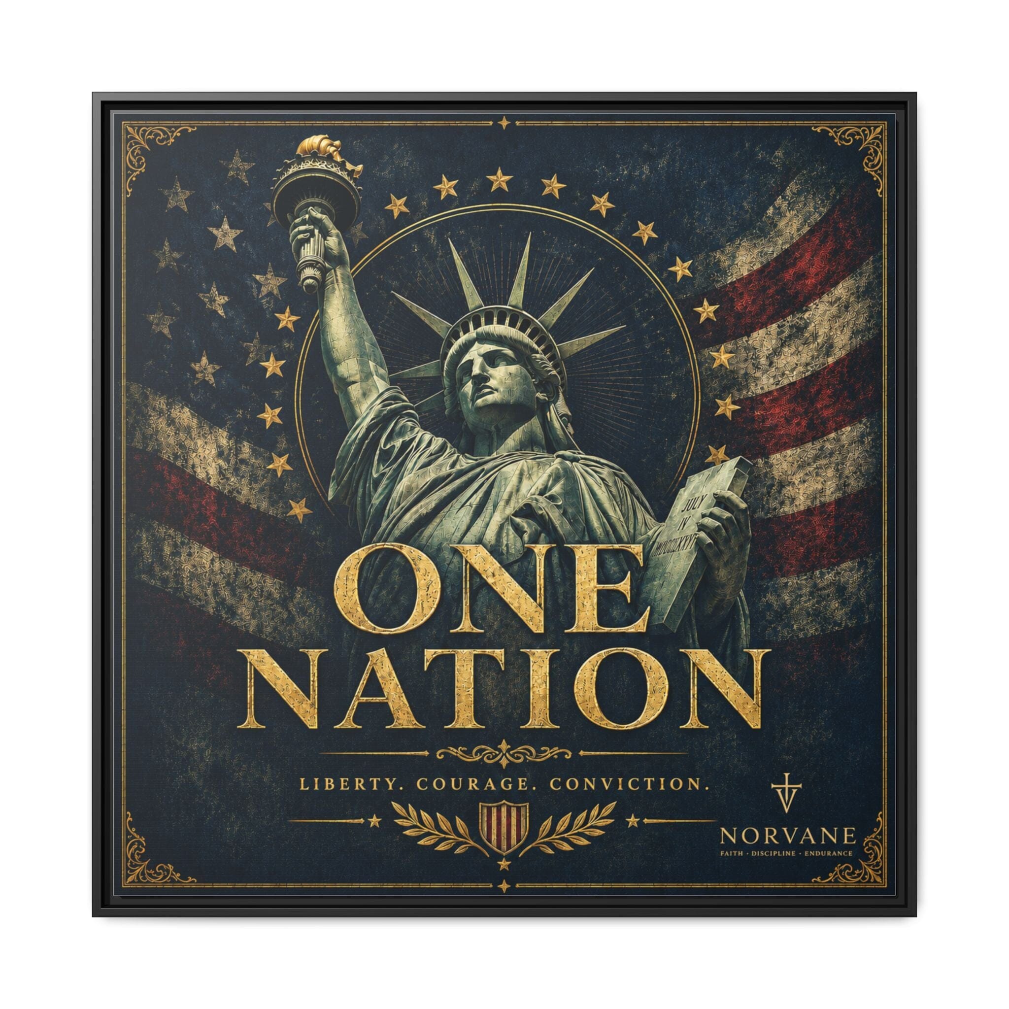 Norvane One Nation Canvas Print – Statue of Liberty Patriotic Wall Art in Black – view 26