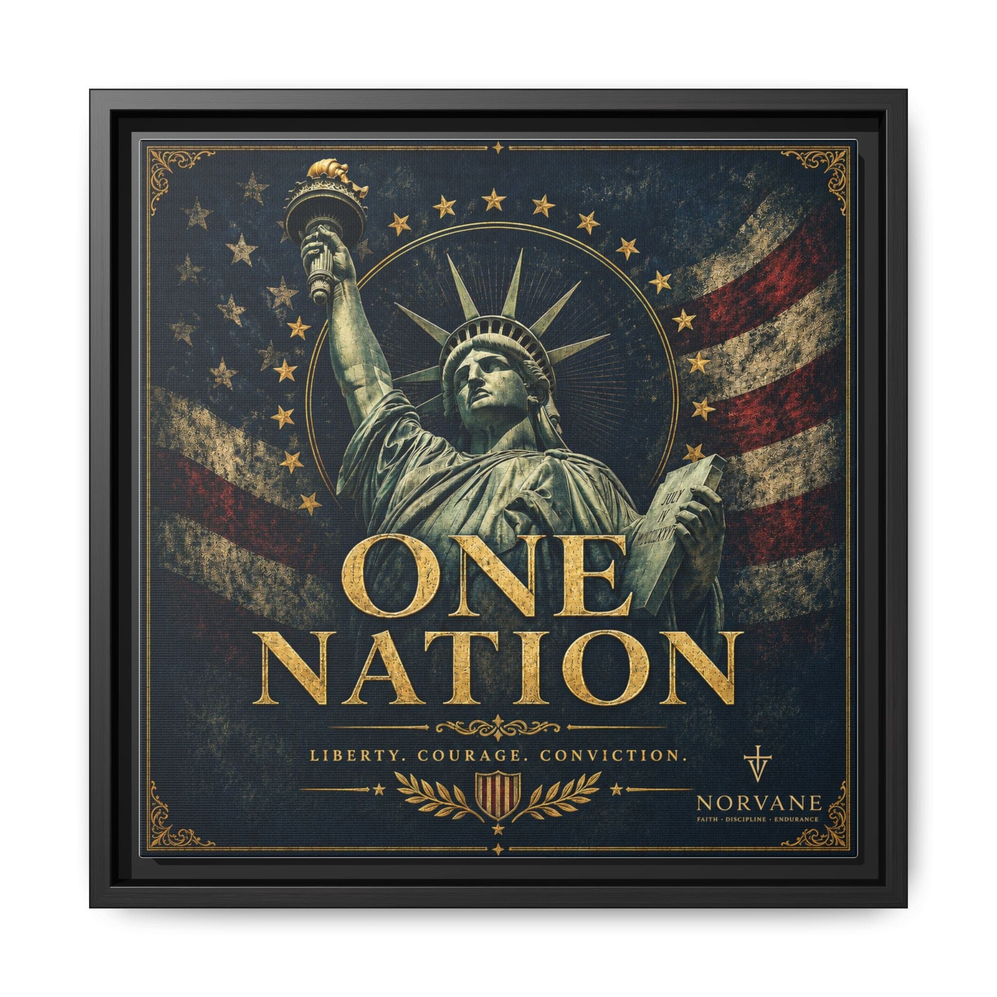 Norvane One Nation Canvas Print – Statue of Liberty Patriotic Wall Art in Black – view 29