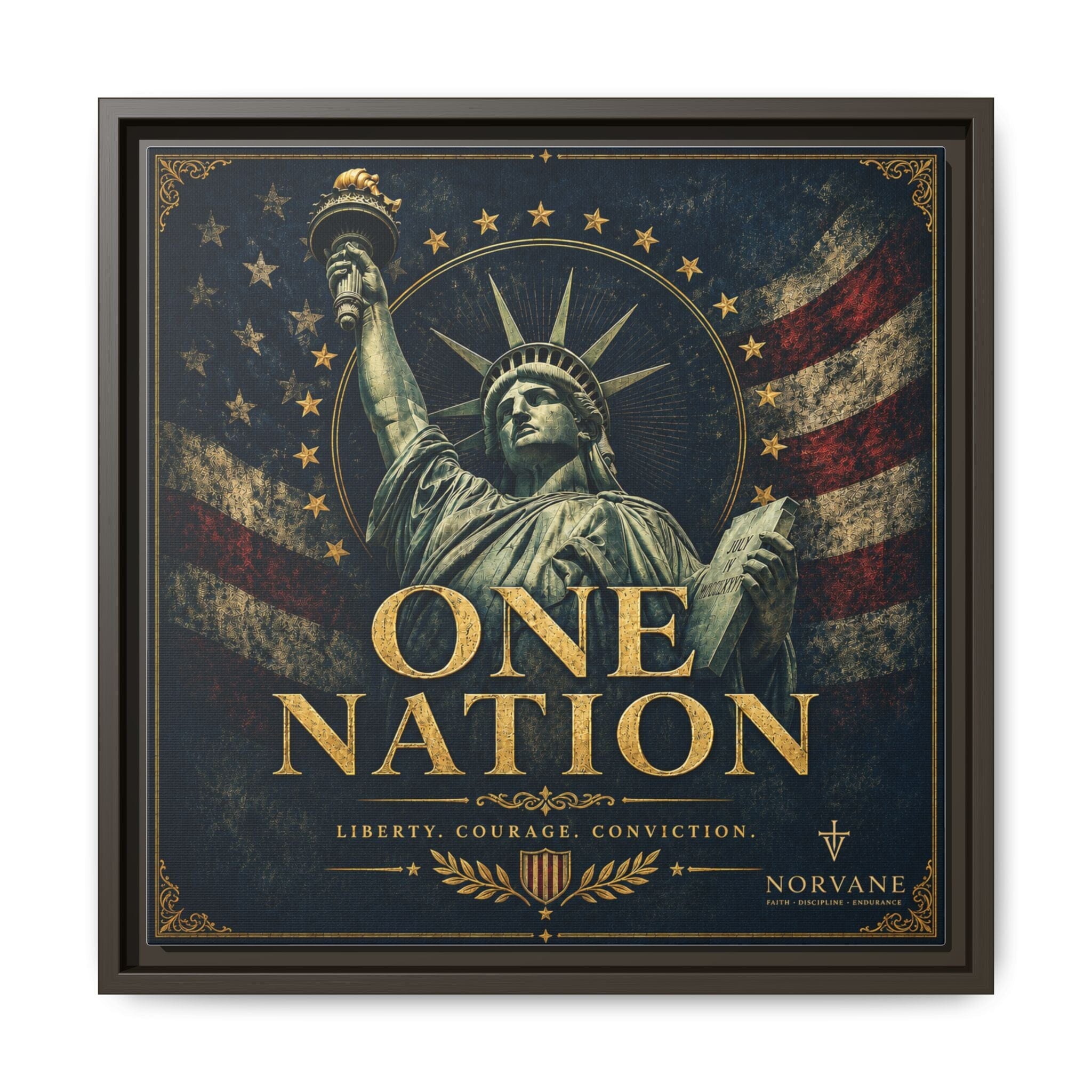 Norvane One Nation Canvas Print – Statue of Liberty Patriotic Wall Art in Espresso – view 14