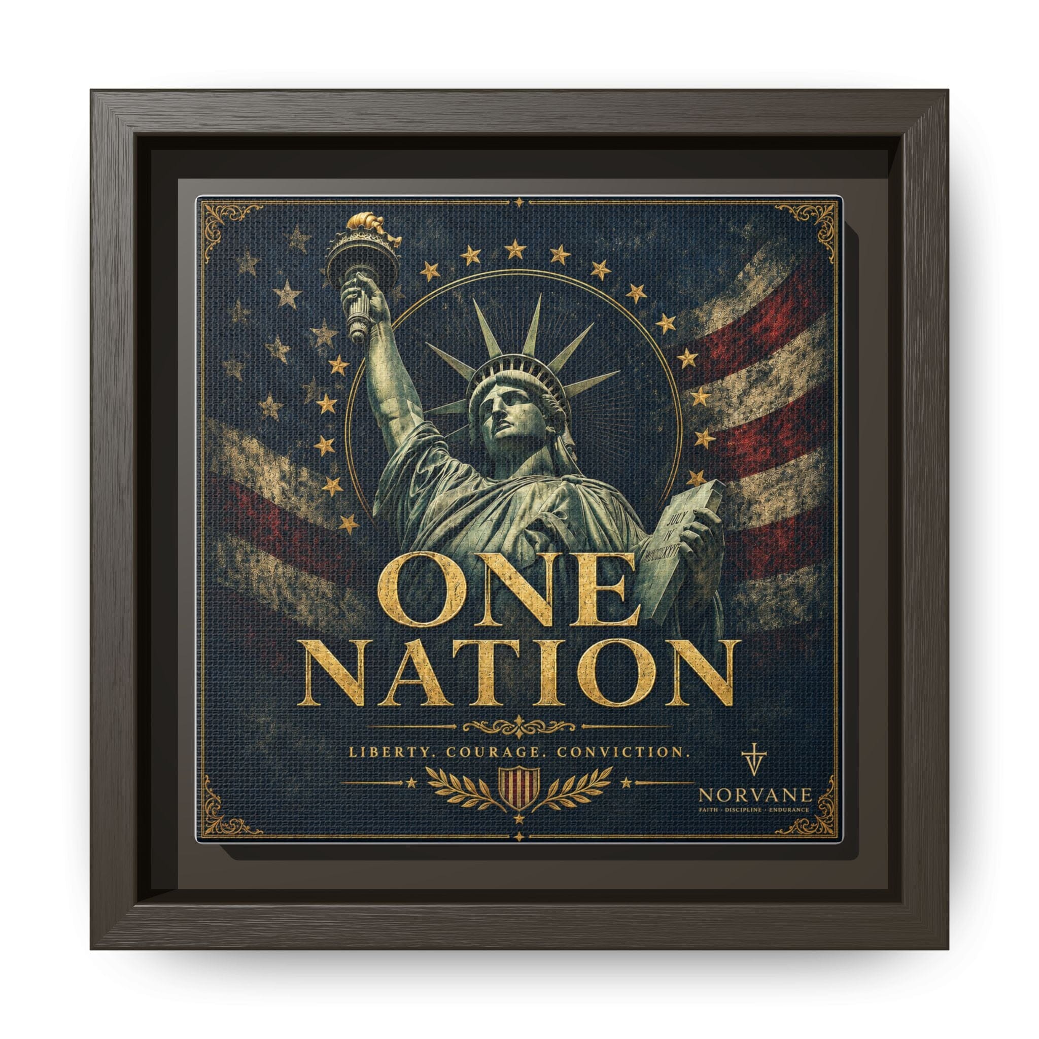 Norvane One Nation Canvas Print – Statue of Liberty Patriotic Wall Art in Espresso – view 19