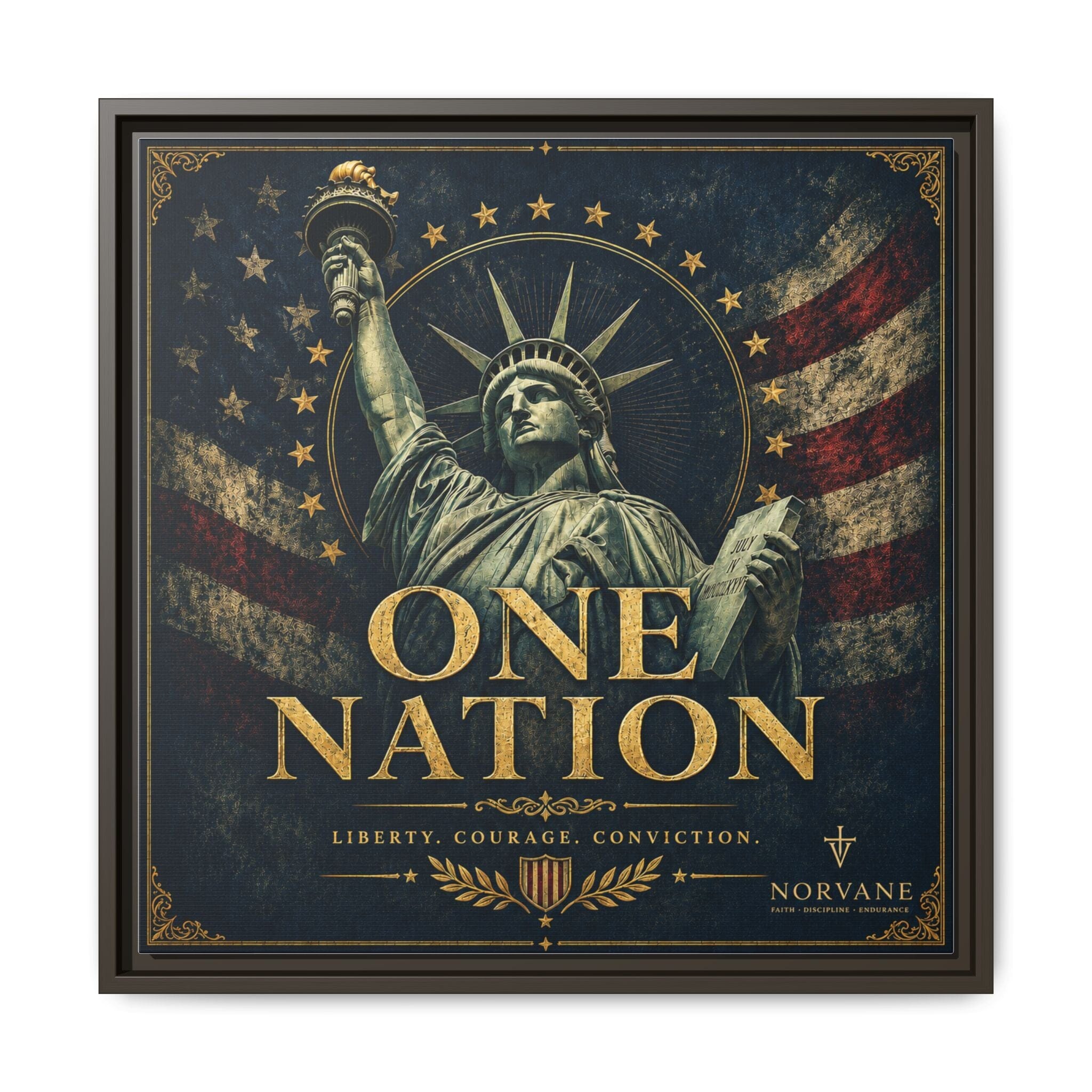 Norvane One Nation Canvas Print – Statue of Liberty Patriotic Wall Art in Espresso – view 22