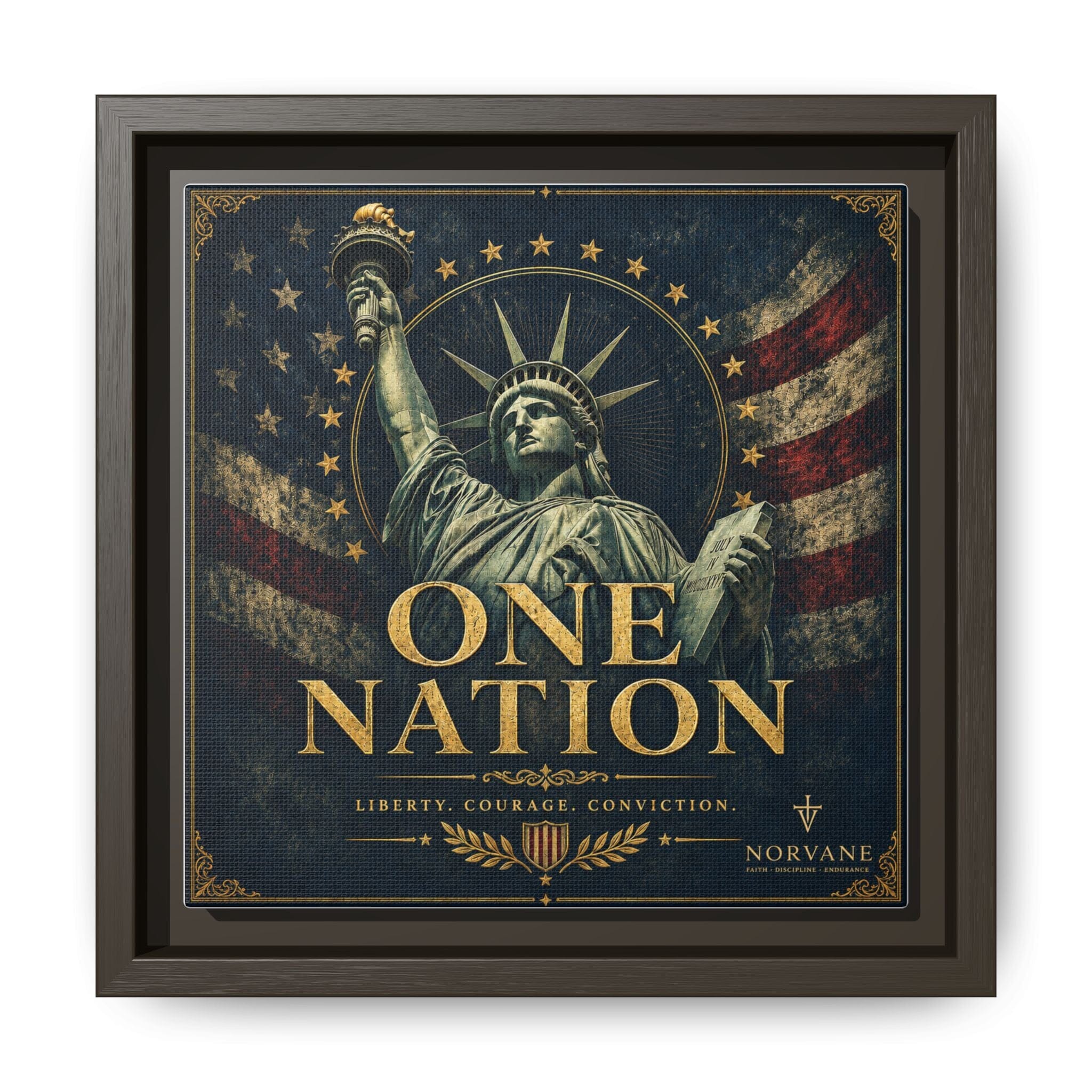 Norvane One Nation Canvas Print – Statue of Liberty Patriotic Wall Art in Espresso – view 7