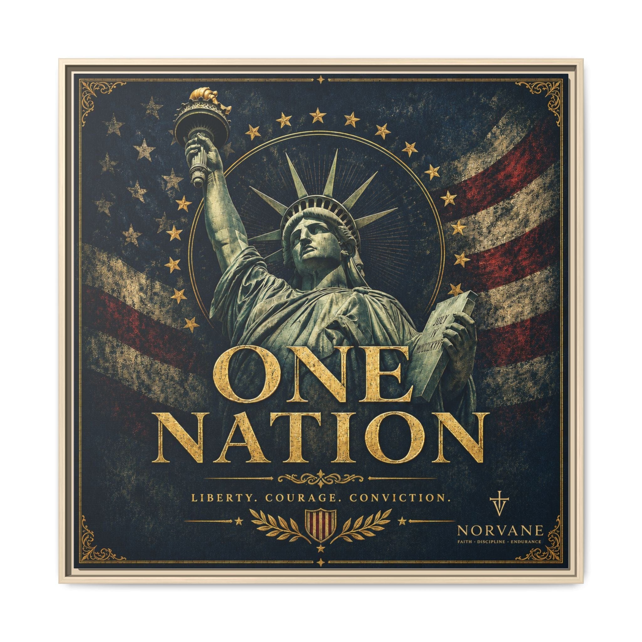 Norvane One Nation Canvas Print – Statue of Liberty Patriotic Wall Art in Natural – view 10