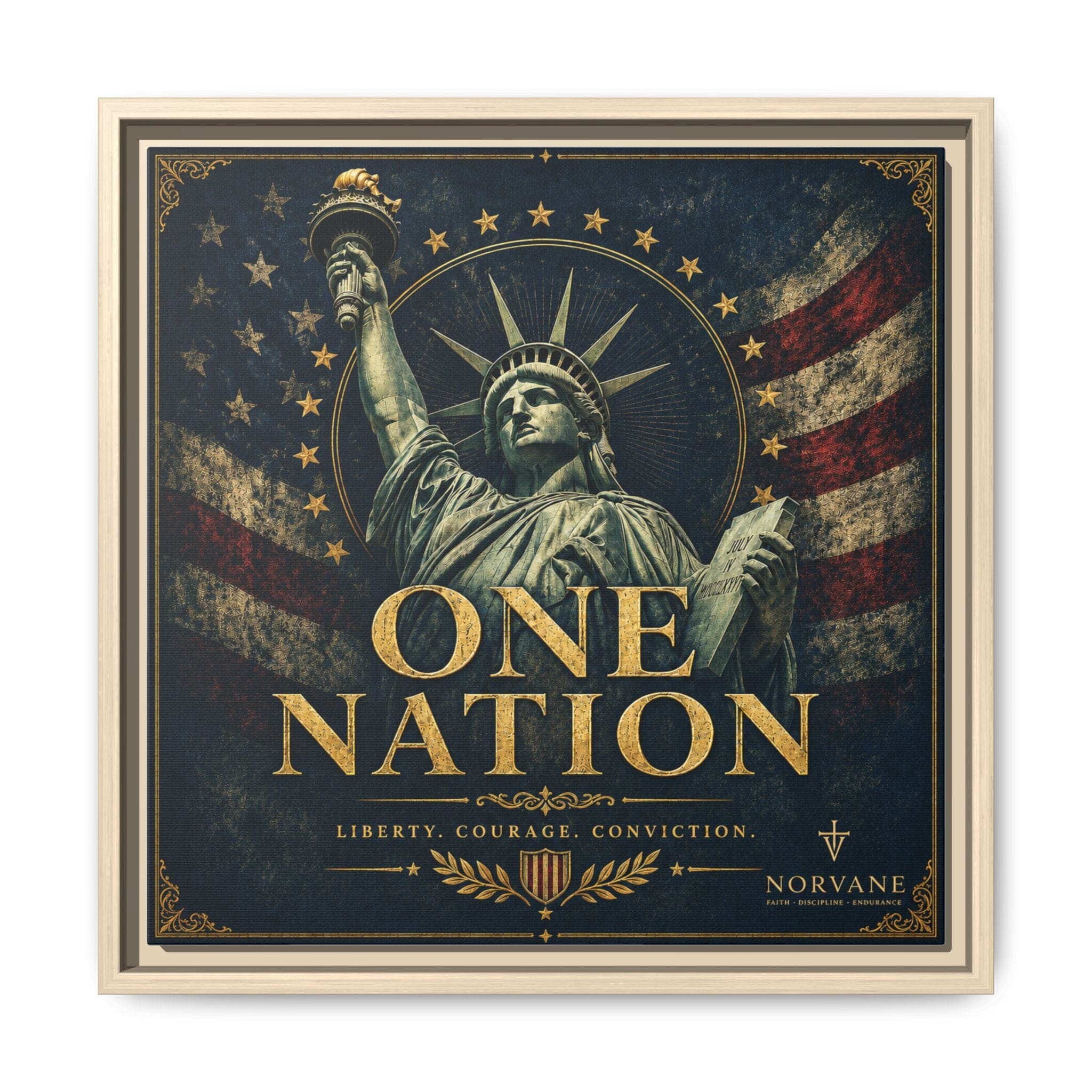 Norvane One Nation Canvas Print – Statue of Liberty Patriotic Wall Art in Natural – view 13