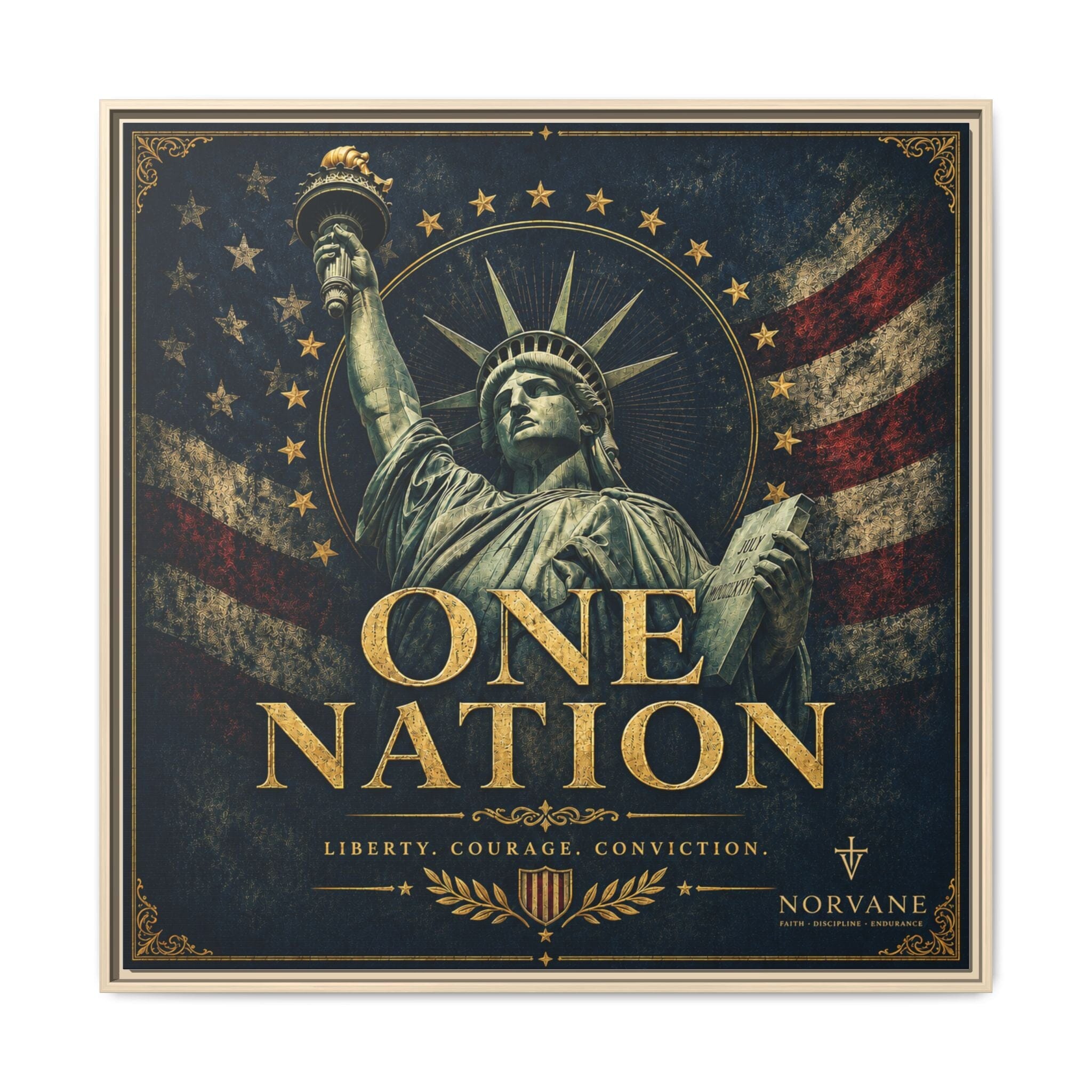 Norvane One Nation Canvas Print – Statue of Liberty Patriotic Wall Art in Natural – view 27