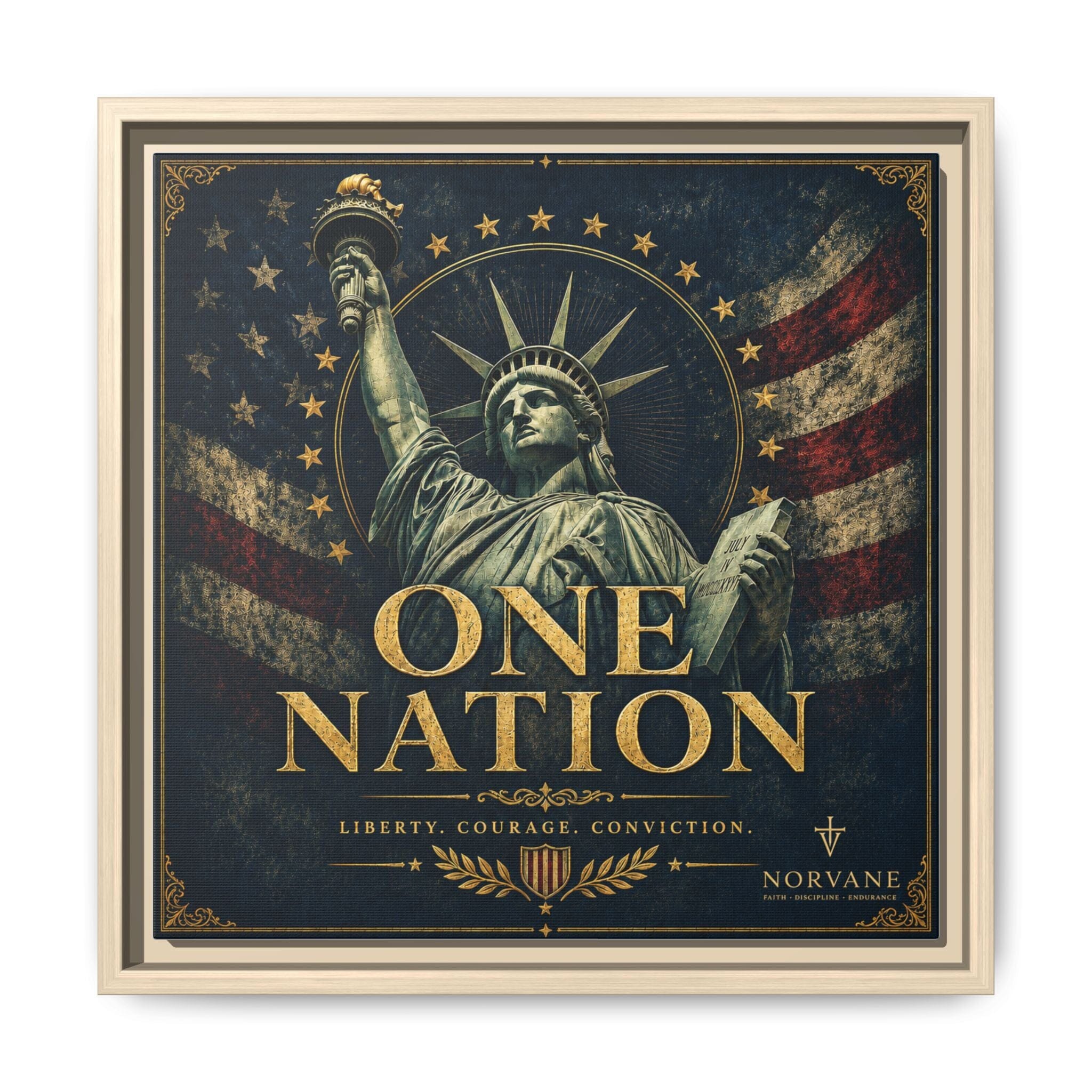 Norvane One Nation Canvas Print – Statue of Liberty Patriotic Wall Art in Natural – view 30