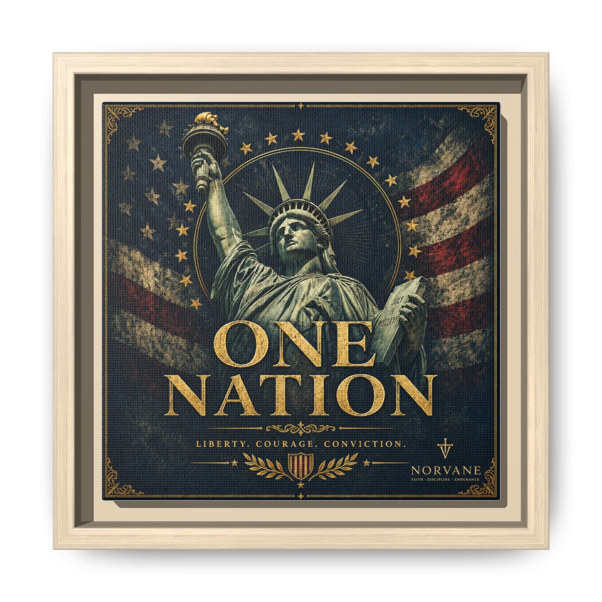 Norvane One Nation Canvas Print – Statue of Liberty Patriotic Wall Art in Natural – view 8