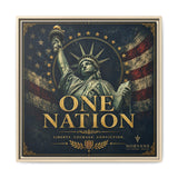 Norvane One Nation Canvas Print – Statue of Liberty Patriotic Wall Art in Natural