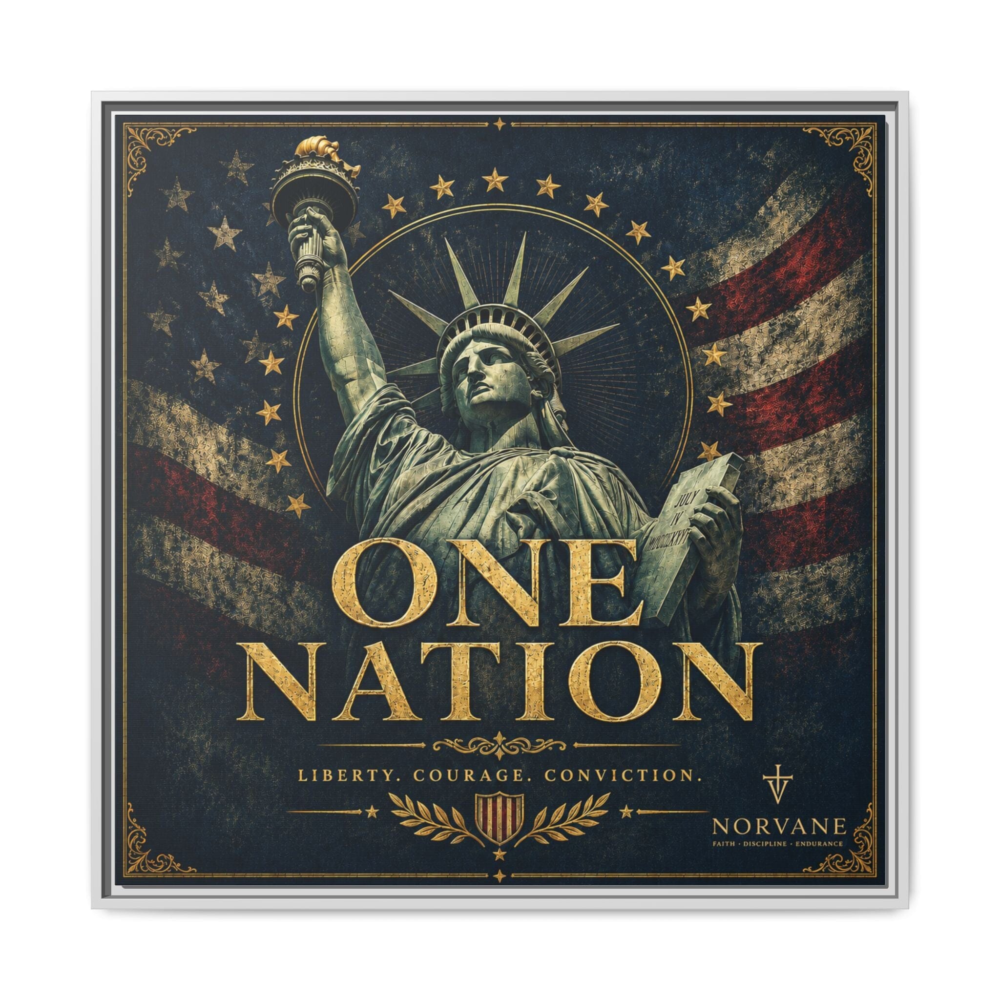 Norvane One Nation Canvas Print – Statue of Liberty Patriotic Wall Art in White – view 12