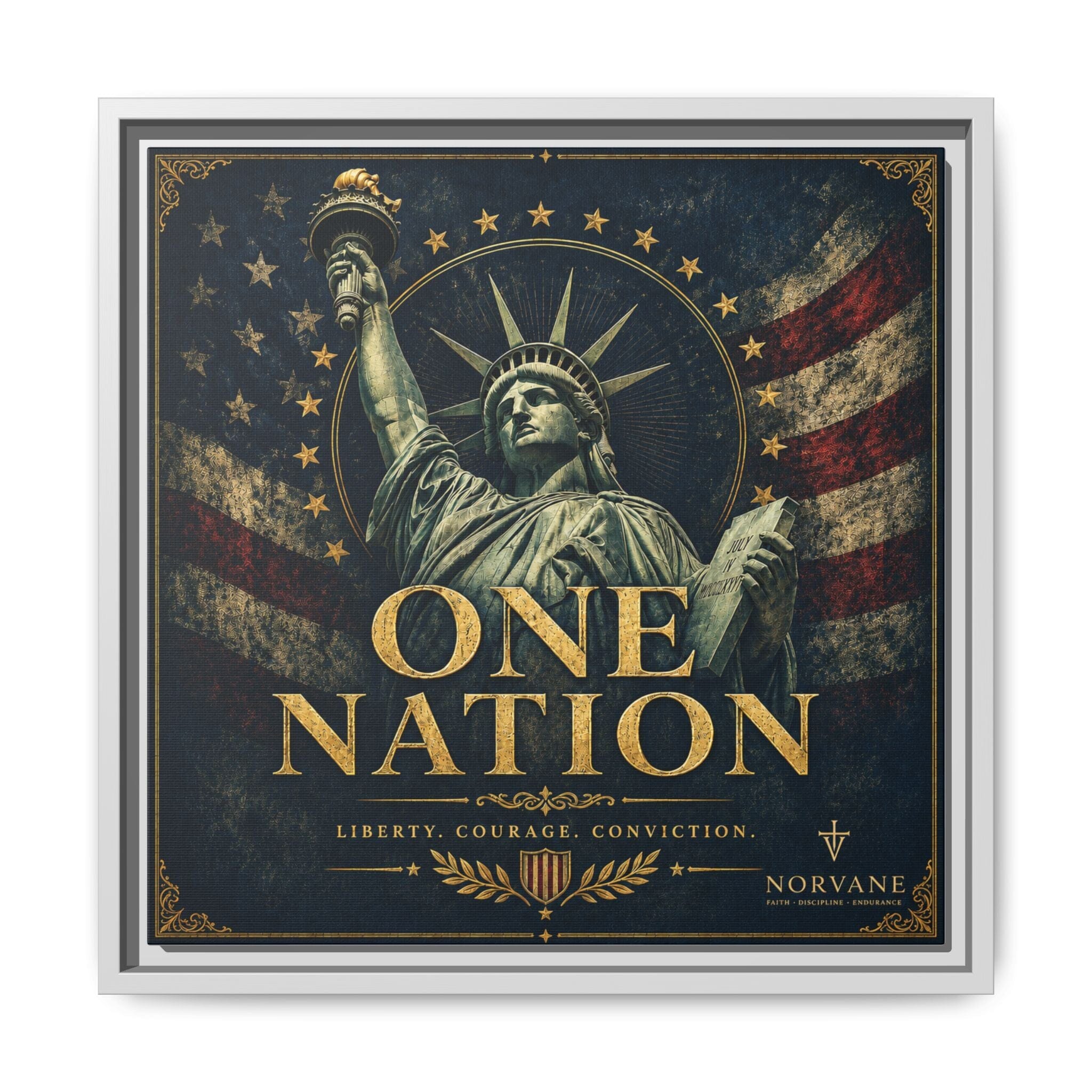 Norvane One Nation Canvas Print – Statue of Liberty Patriotic Wall Art in White – view 15