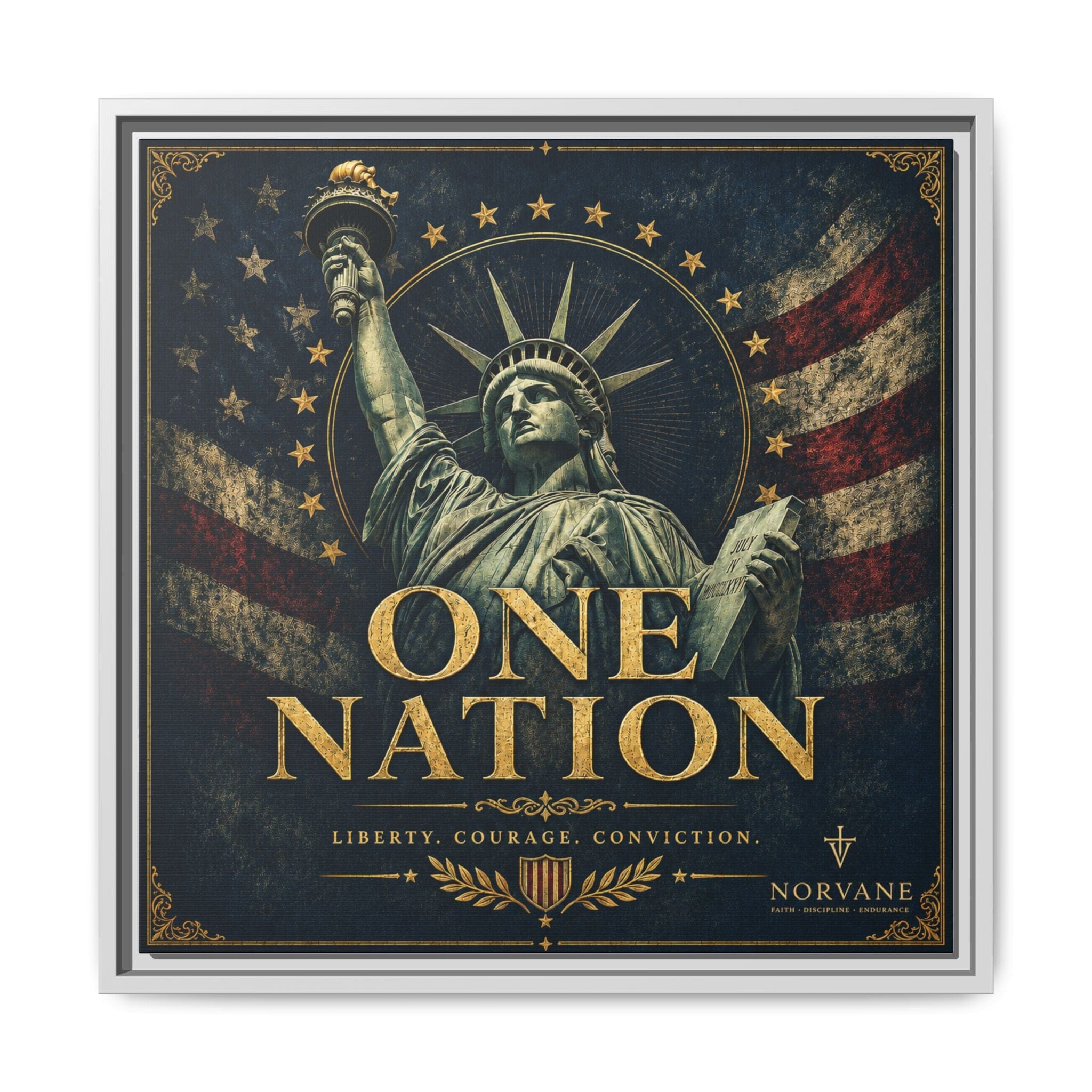 Norvane One Nation Canvas Print – Statue of Liberty Patriotic Wall Art in White – view 24