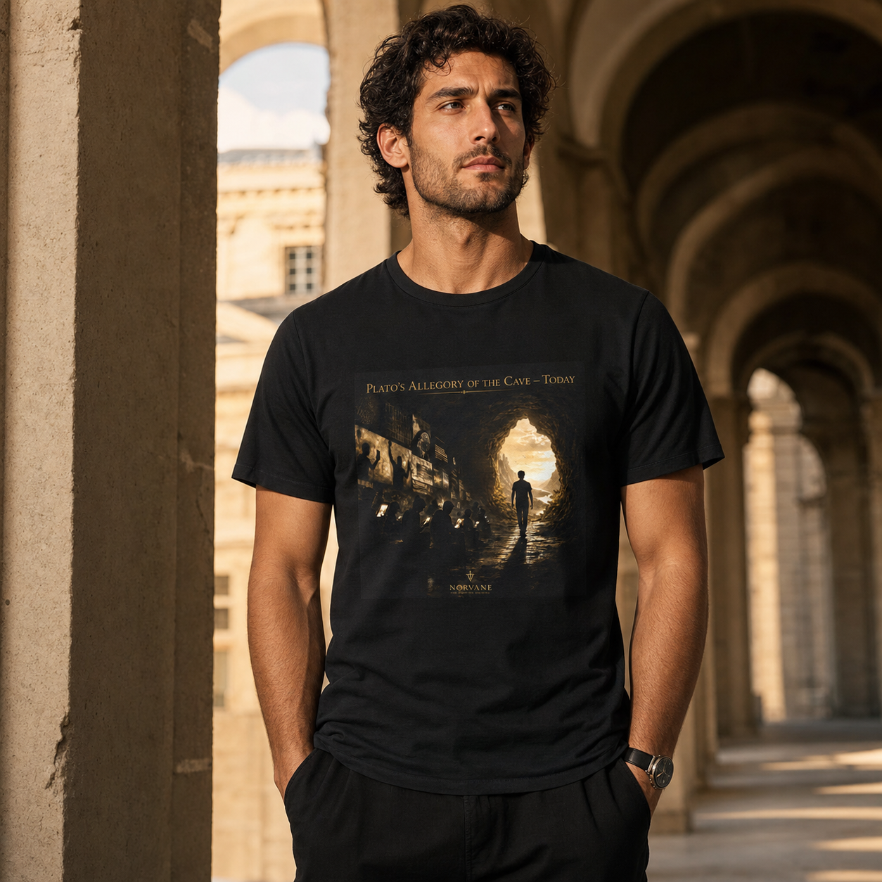 Norvane Plato’s Allegory of the Cave T-Shirt – Modern Philosophy Graphic Tee – view 5