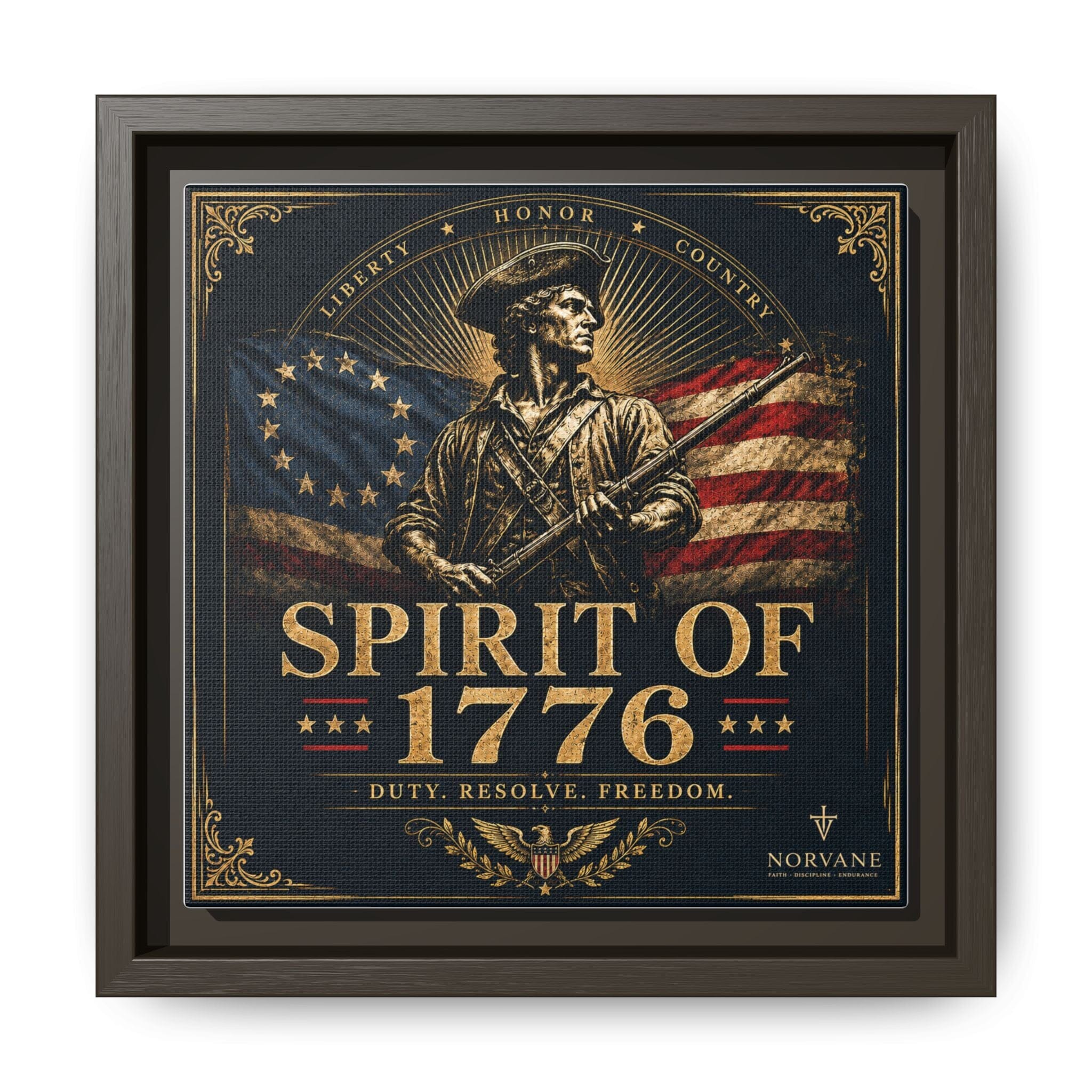 Norvane Spirit of 1776 Canvas – Revolutionary War Framed Wall Art in Espresso – view 7