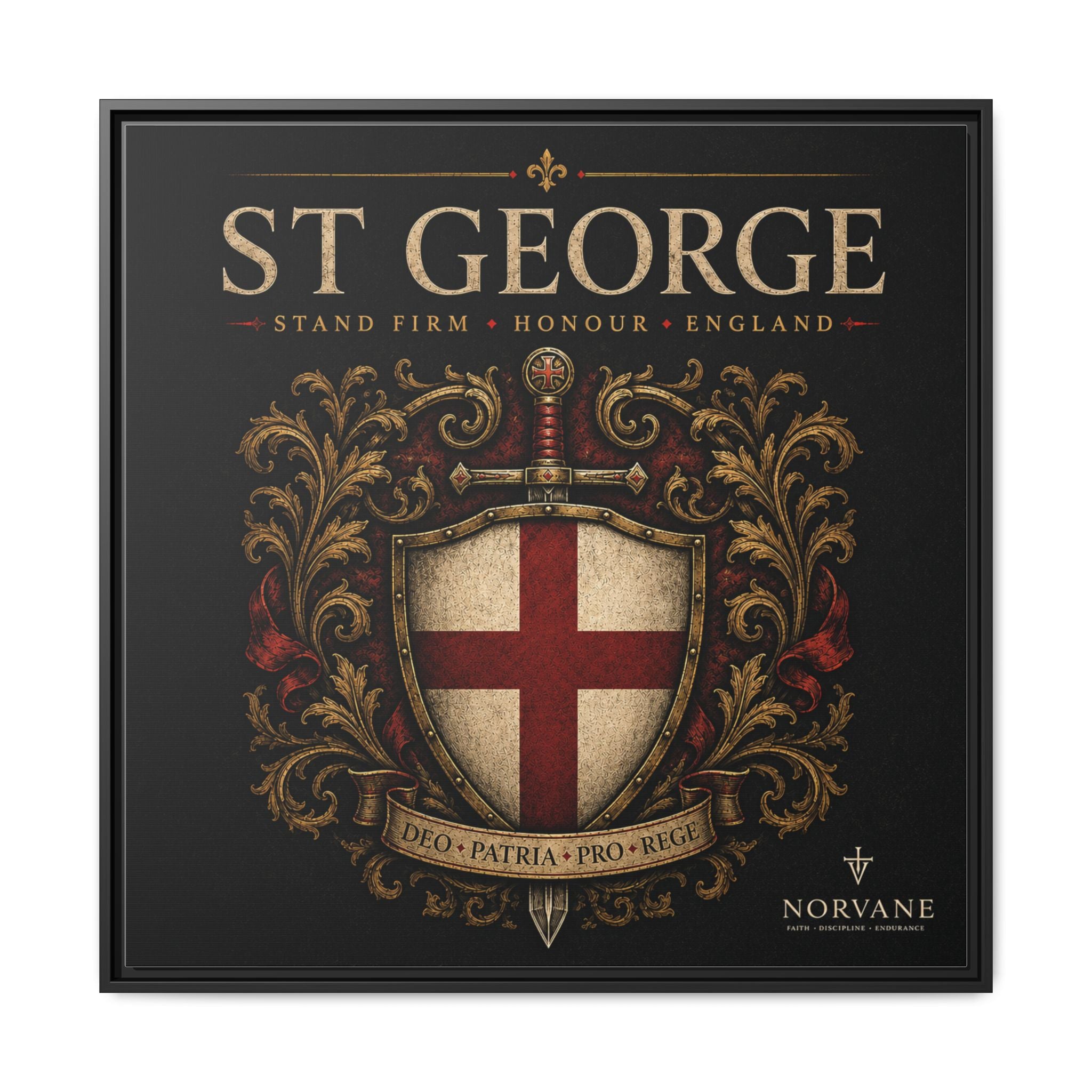Norvane St George Shield Framed Canvas – England Crest Wall Art in Black – view 11