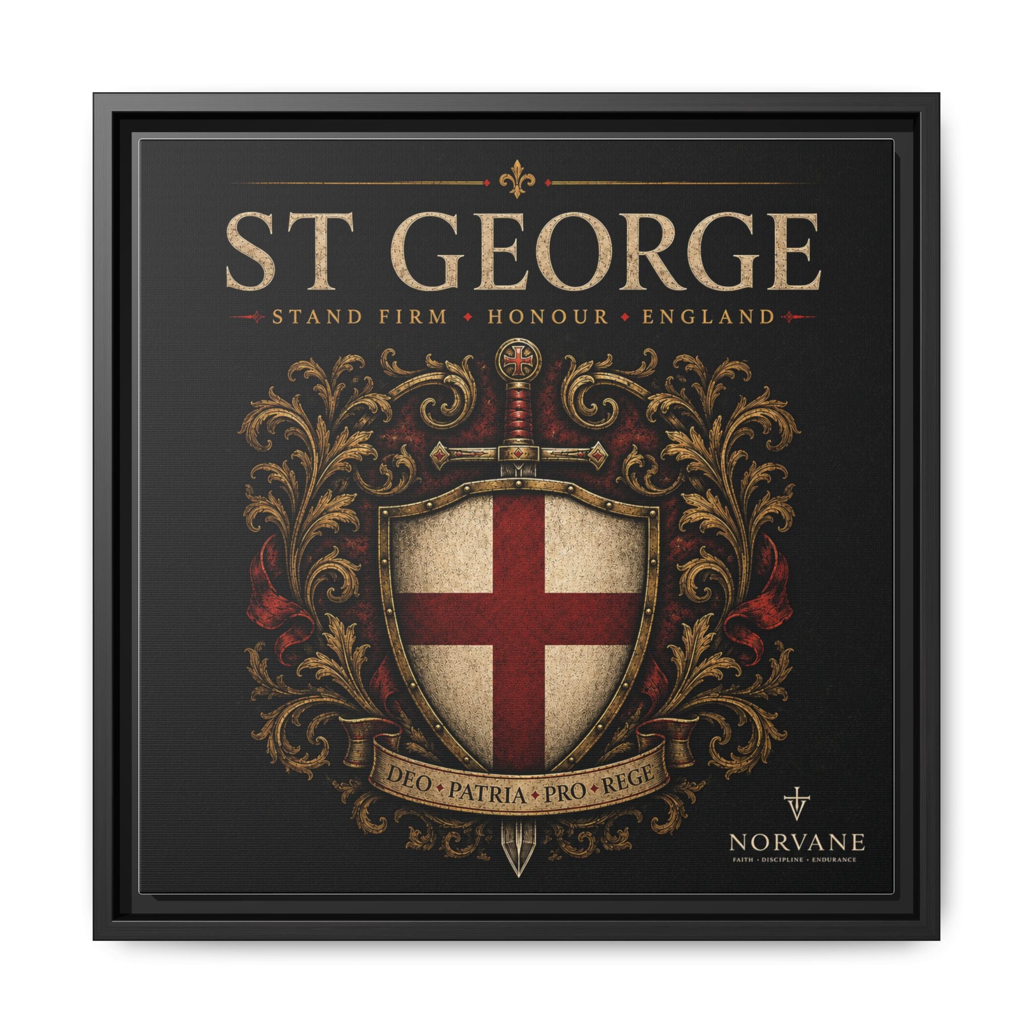 Norvane St George Shield Framed Canvas – England Crest Wall Art in Black – view 16