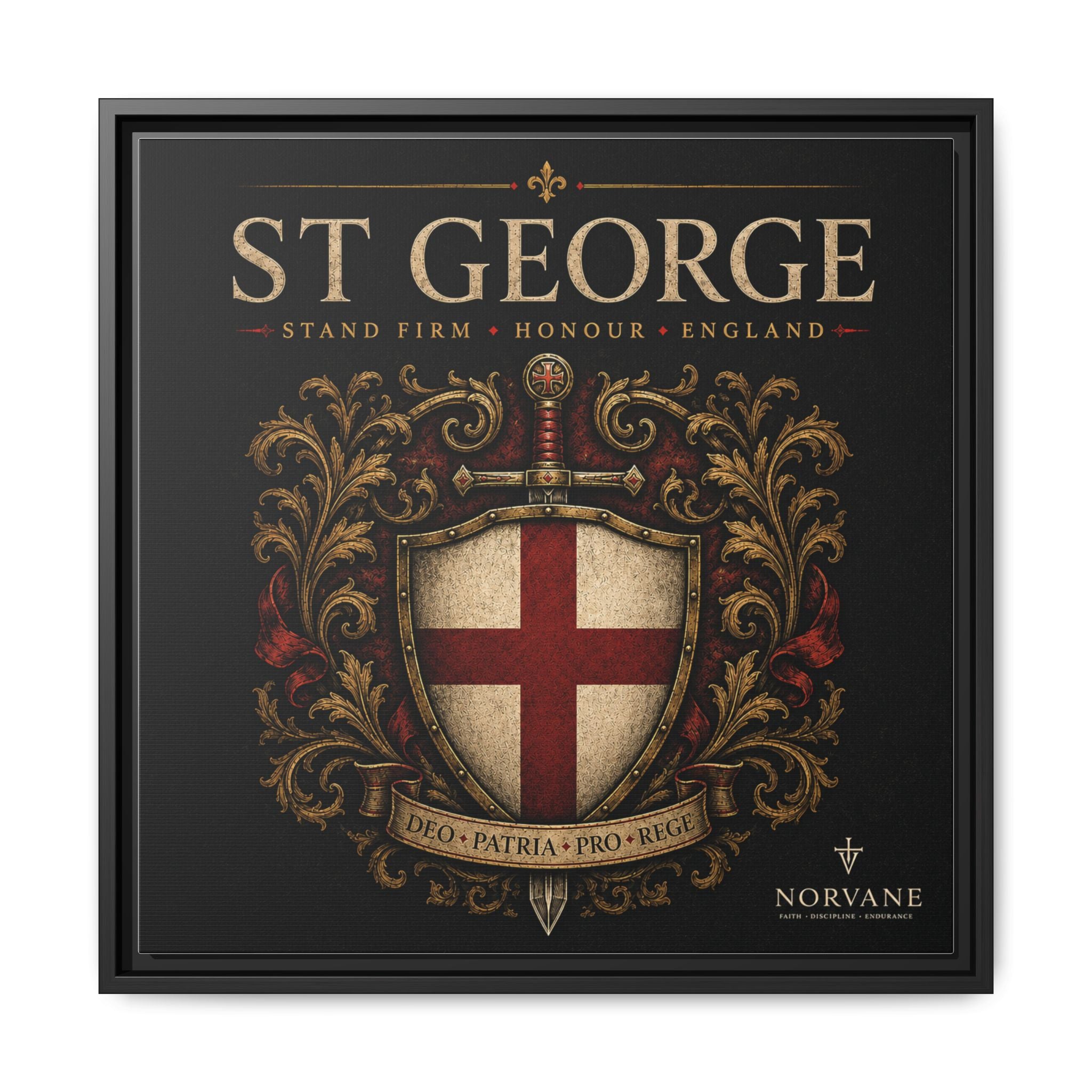 Norvane St George Shield Framed Canvas – England Crest Wall Art in Black – view 21