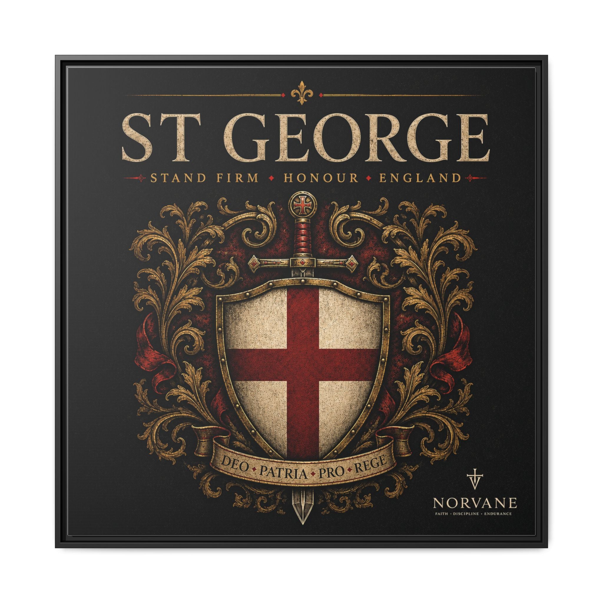 Norvane St George Shield Framed Canvas – England Crest Wall Art in Black – view 26
