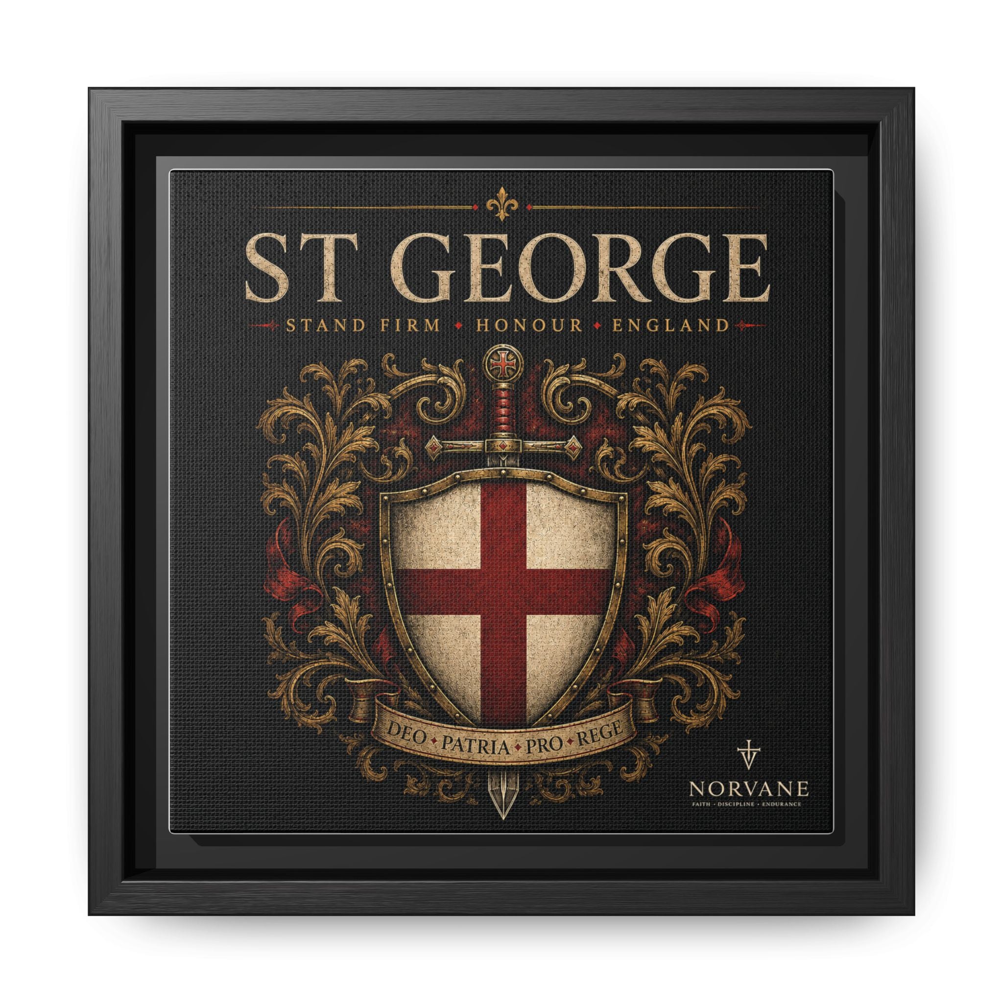 Norvane St George Shield Framed Canvas – England Crest Wall Art in Black – view 6
