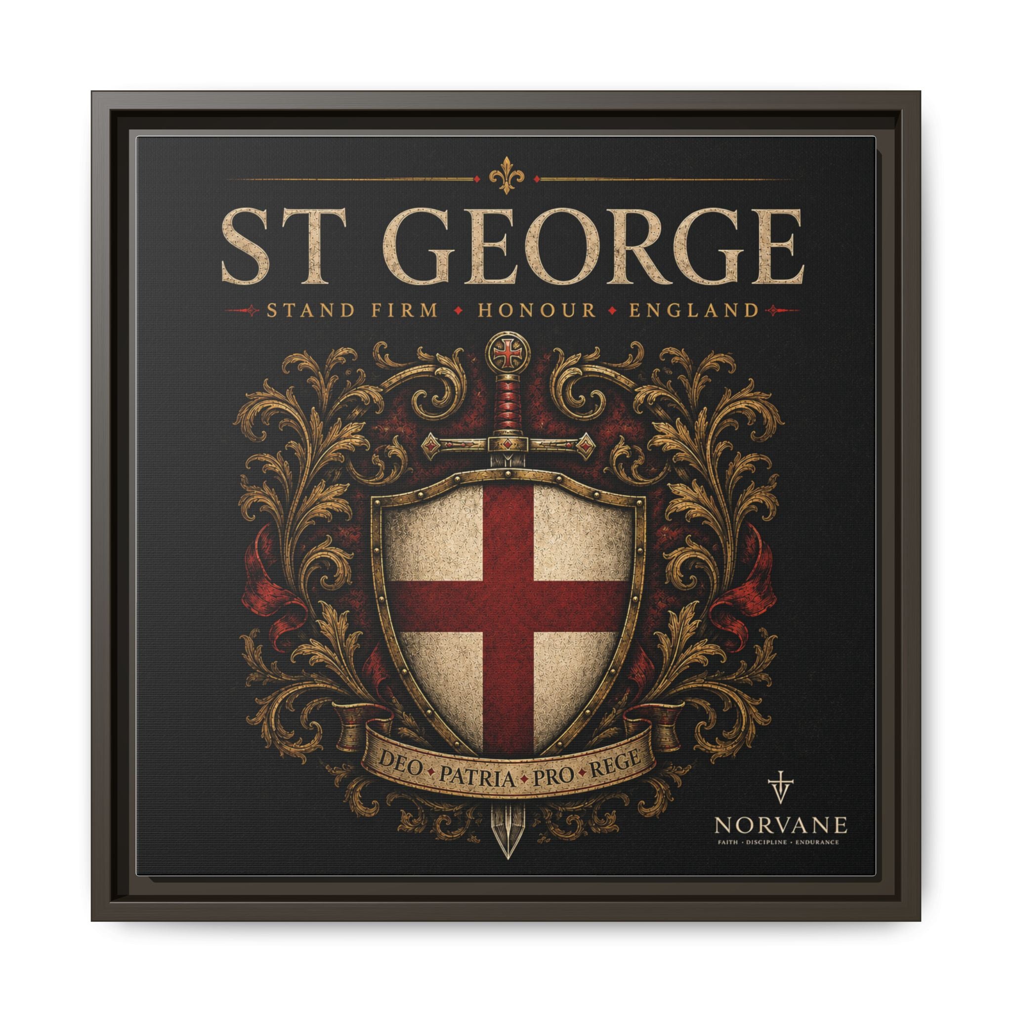 Norvane St George Shield Framed Canvas – England Crest Wall Art in Espresso – view 14