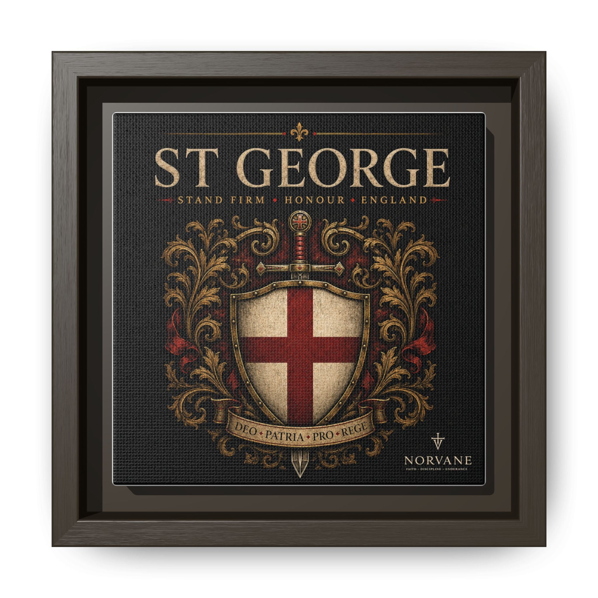 Norvane St George Shield Framed Canvas – England Crest Wall Art in Espresso – view 19