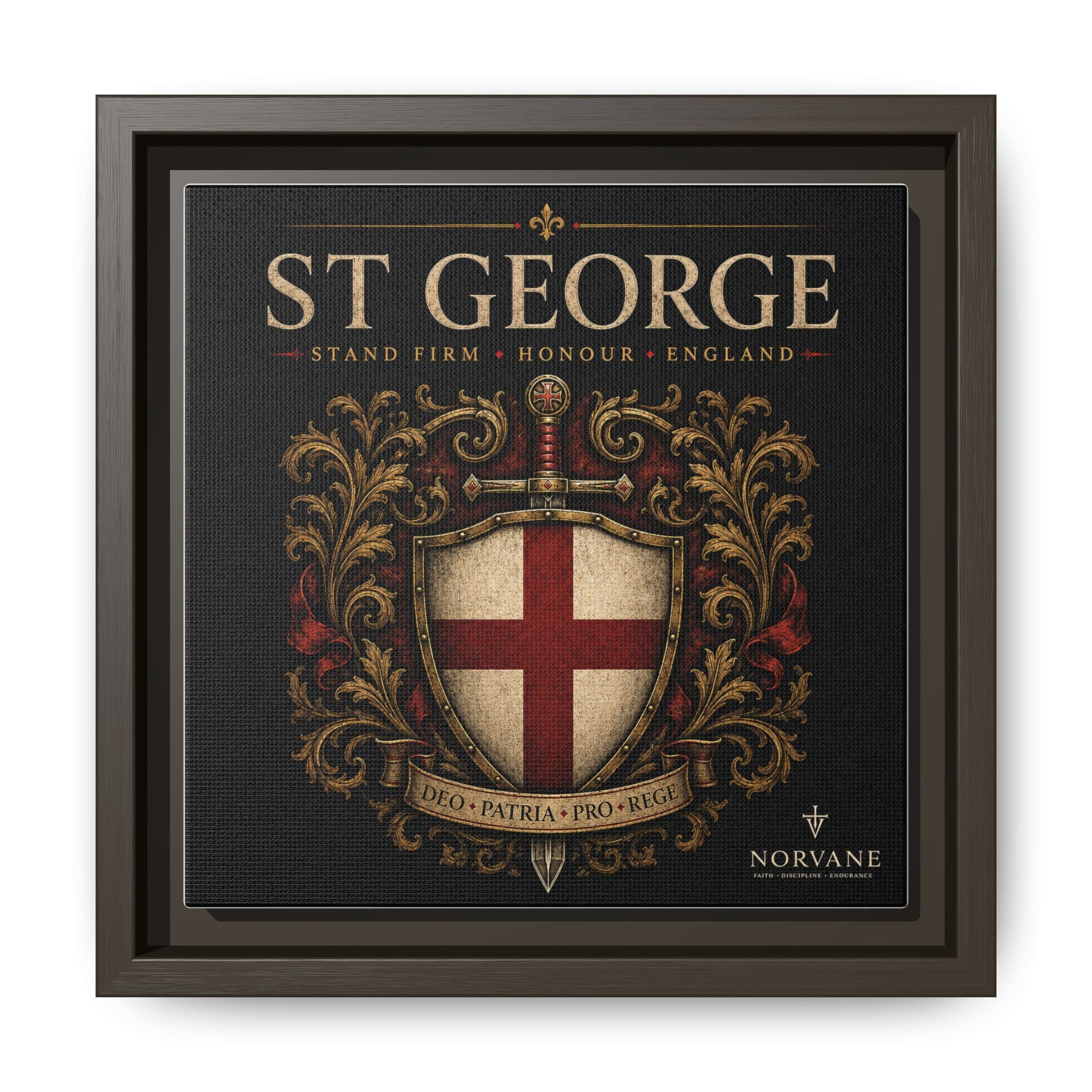 Norvane St George Shield Framed Canvas – England Crest Wall Art in Espresso – view 7