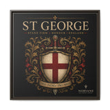 Norvane St George Shield Framed Canvas – England Crest Wall Art in Espresso