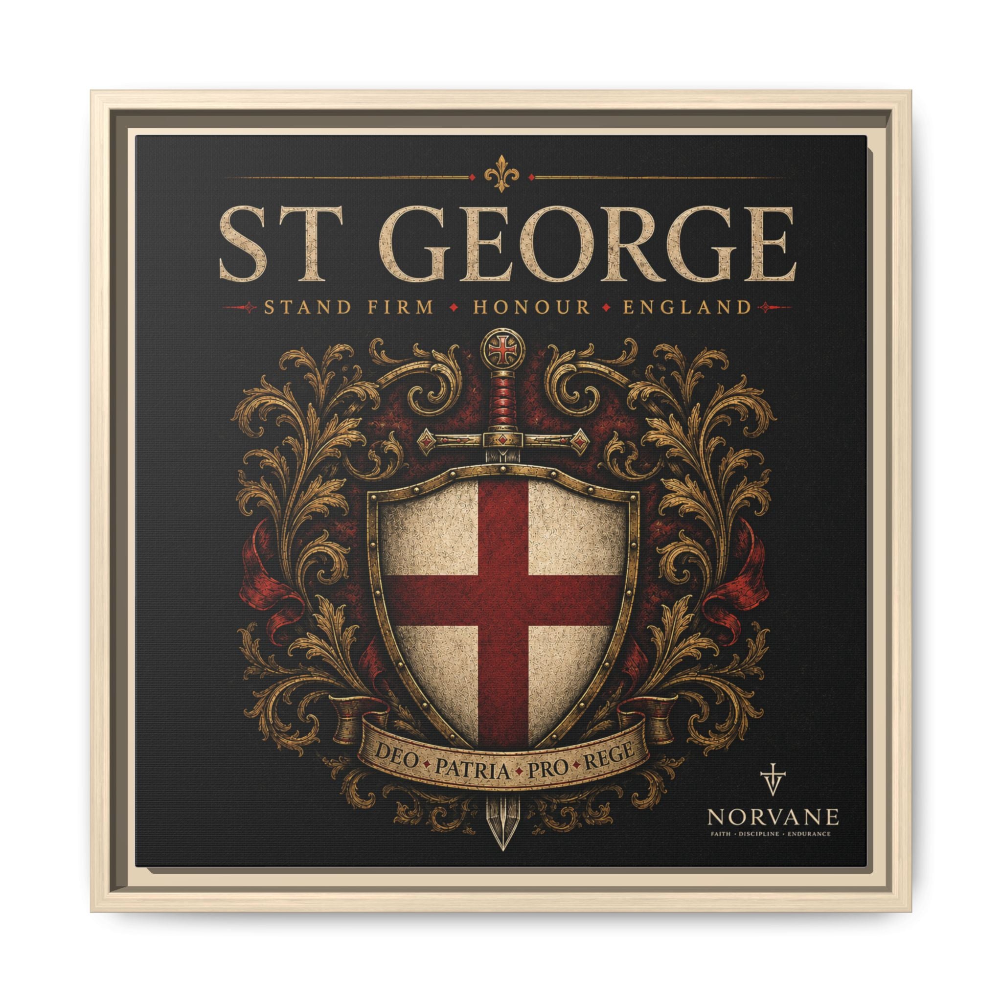 Norvane St George Shield Framed Canvas – England Crest Wall Art in Natural – view 13